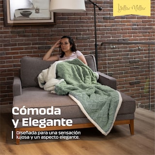 Foto 7 | Cobertor Cobija Aborregado Matrimonial Con Relieve 200x150 Verde
