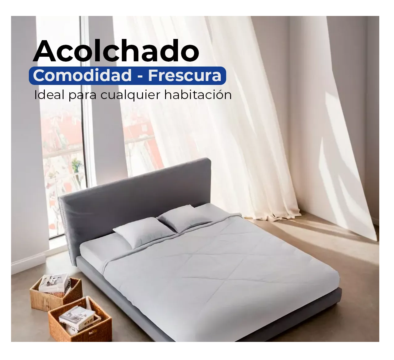 Foto 5 pulgar | Edredon con Juego de Sabanas Fundas Almohada Cama Queen Size Blanco
