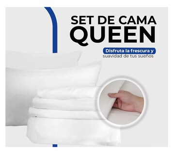Foto 5 | Edredon con Juego de Sabanas Fundas Almohada Cama Queen Size Blanco