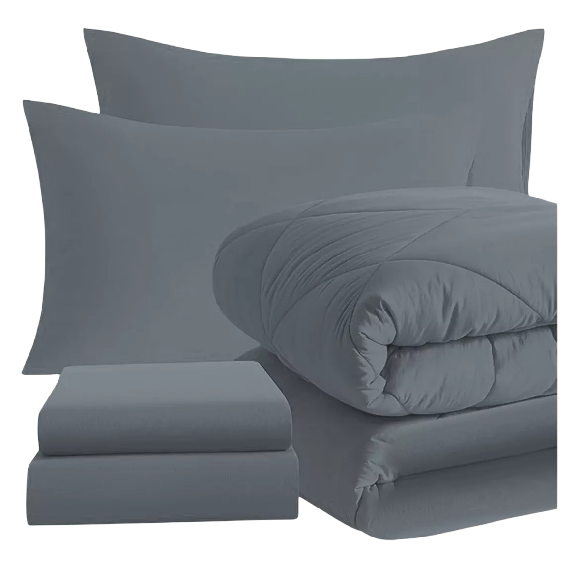 Foto 2 pulgar | Edredon con Juego de Sabanas Fundas Almohada Cama Queen Size Gris