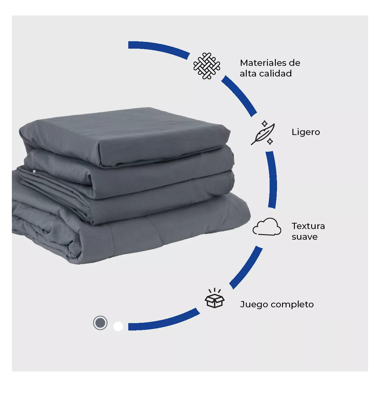 Foto 3 | Edredon con Juego de Sabanas Fundas Almohada Cama Queen Size Gris