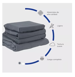Foto 3 | Edredon con Juego de Sabanas Fundas Almohada Cama Queen Size Gris