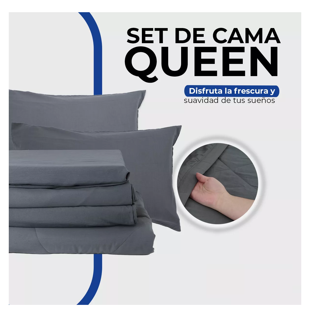 Foto 4 | Edredon con Juego de Sabanas Fundas Almohada Cama Queen Size Gris