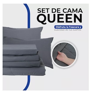 Foto 4 | Edredon con Juego de Sabanas Fundas Almohada Cama Queen Size Gris