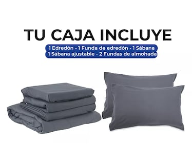 Foto 5 | Edredon con Juego de Sabanas Fundas Almohada Cama Queen Size Gris