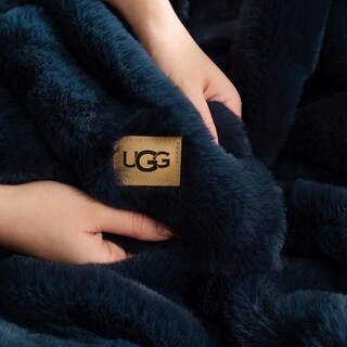 Foto 6 | Manta Ugg Euphoria De Felpa De Piel Sintética Reversible Color Índigo - Venta Internacional.