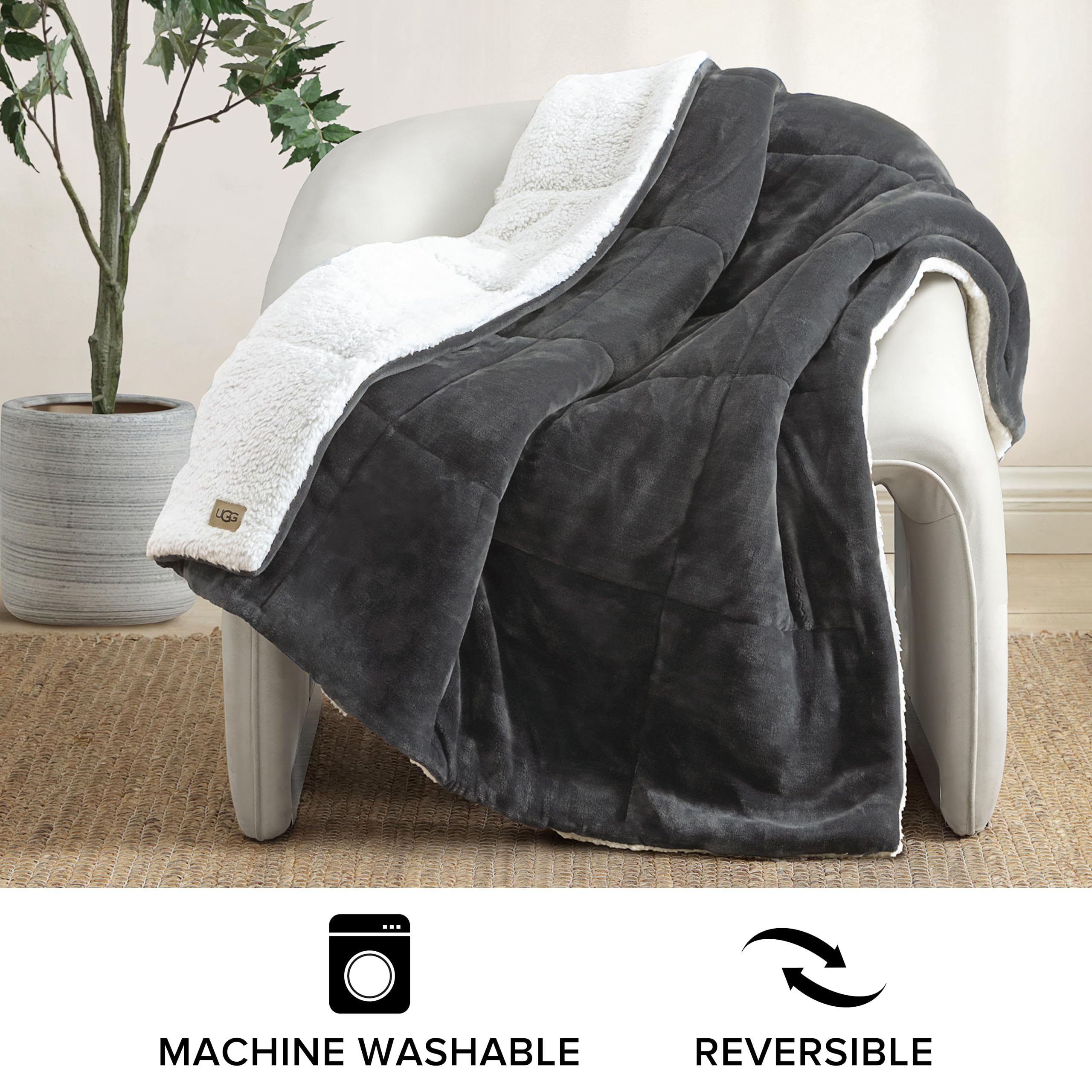 Foto 5 pulgar | Manta Ugg Nita Cálida Reversible 50 x 70 cm Gris - Venta Internacional