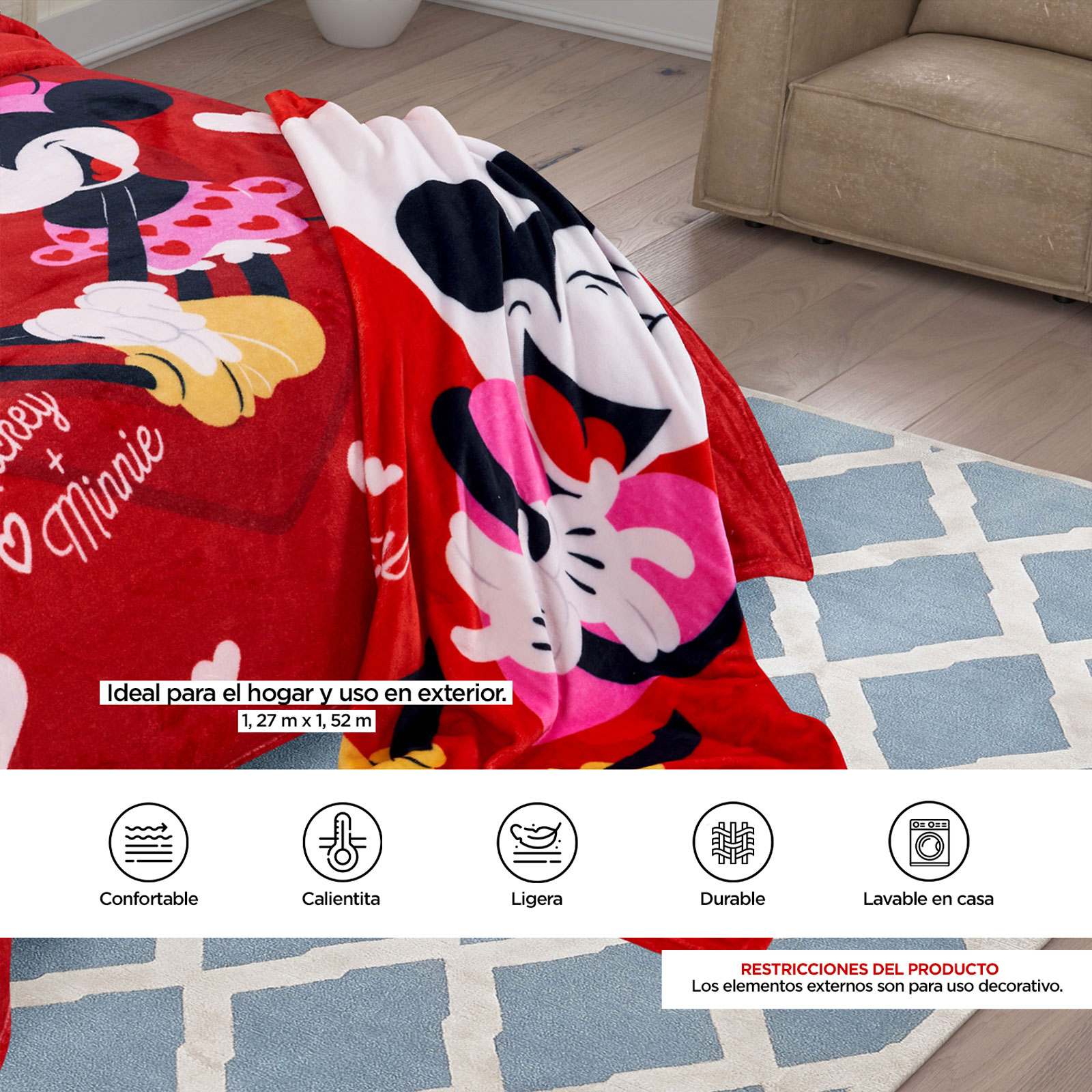 Foto 7 | Cobertor Frazada Mickey Enamorado
