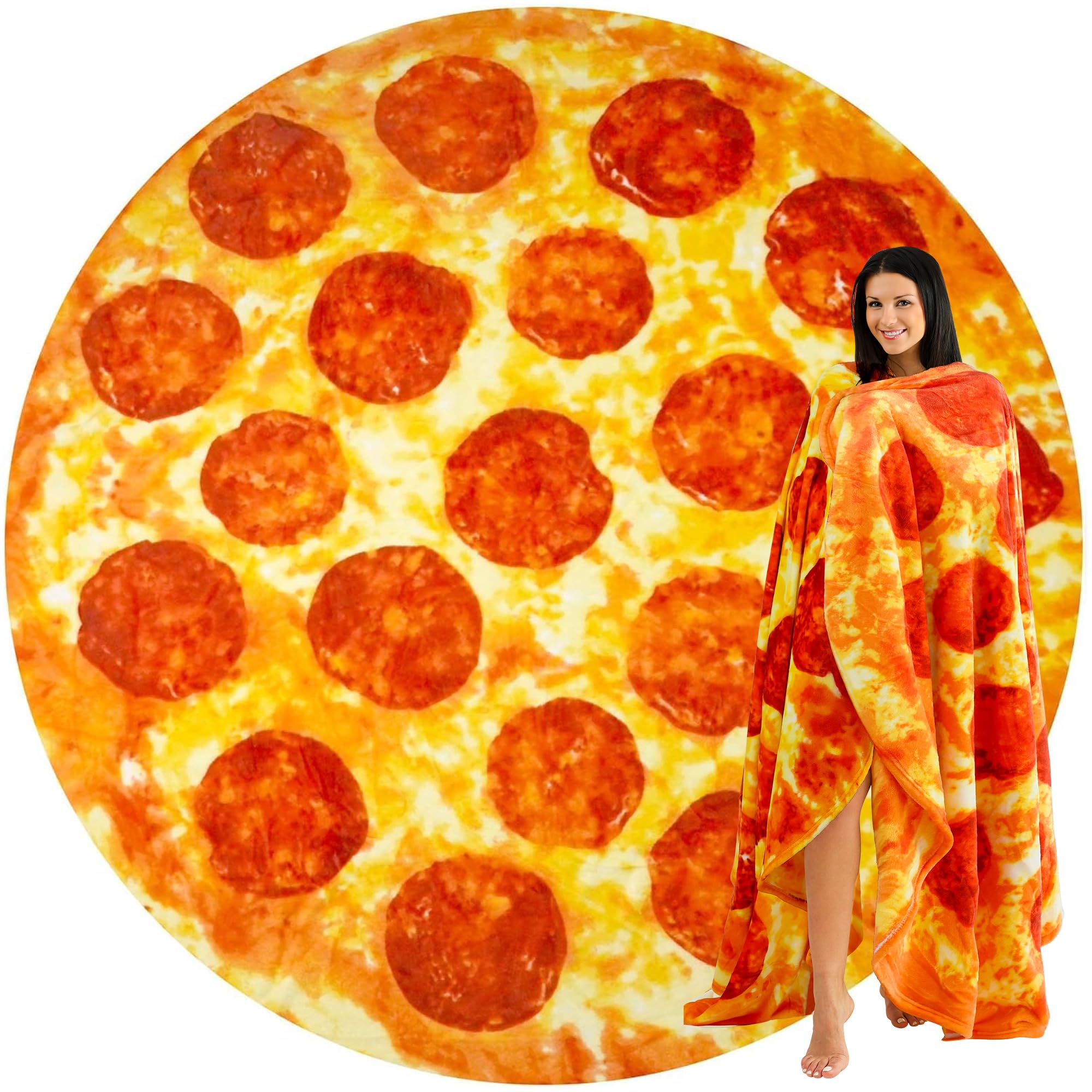 Manta Para Pizza Zulay Pepperoni Novelty, Franela, 120 Cm - Venta Internacional.