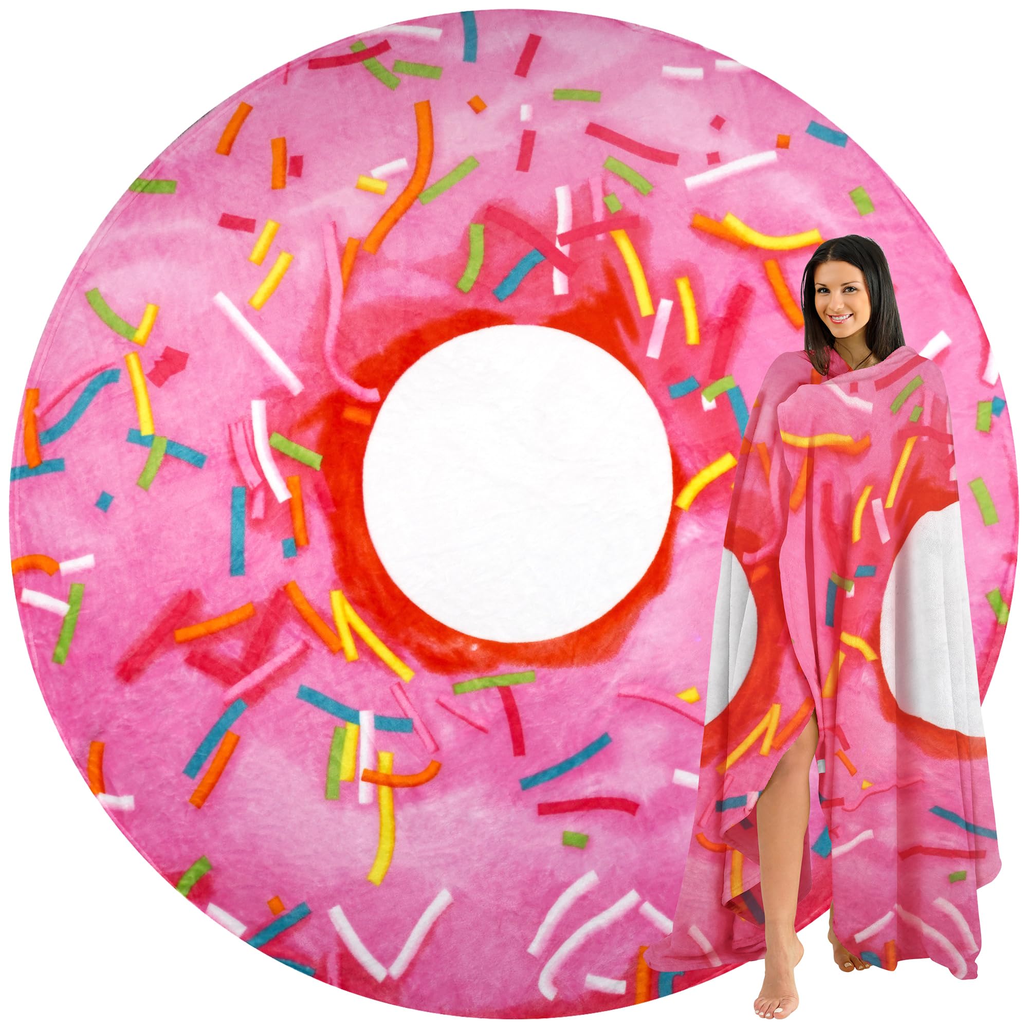 Manta Zulay Donut Novelty Big Donut De Franela Redonda De 180 Cm - Venta Internacional.