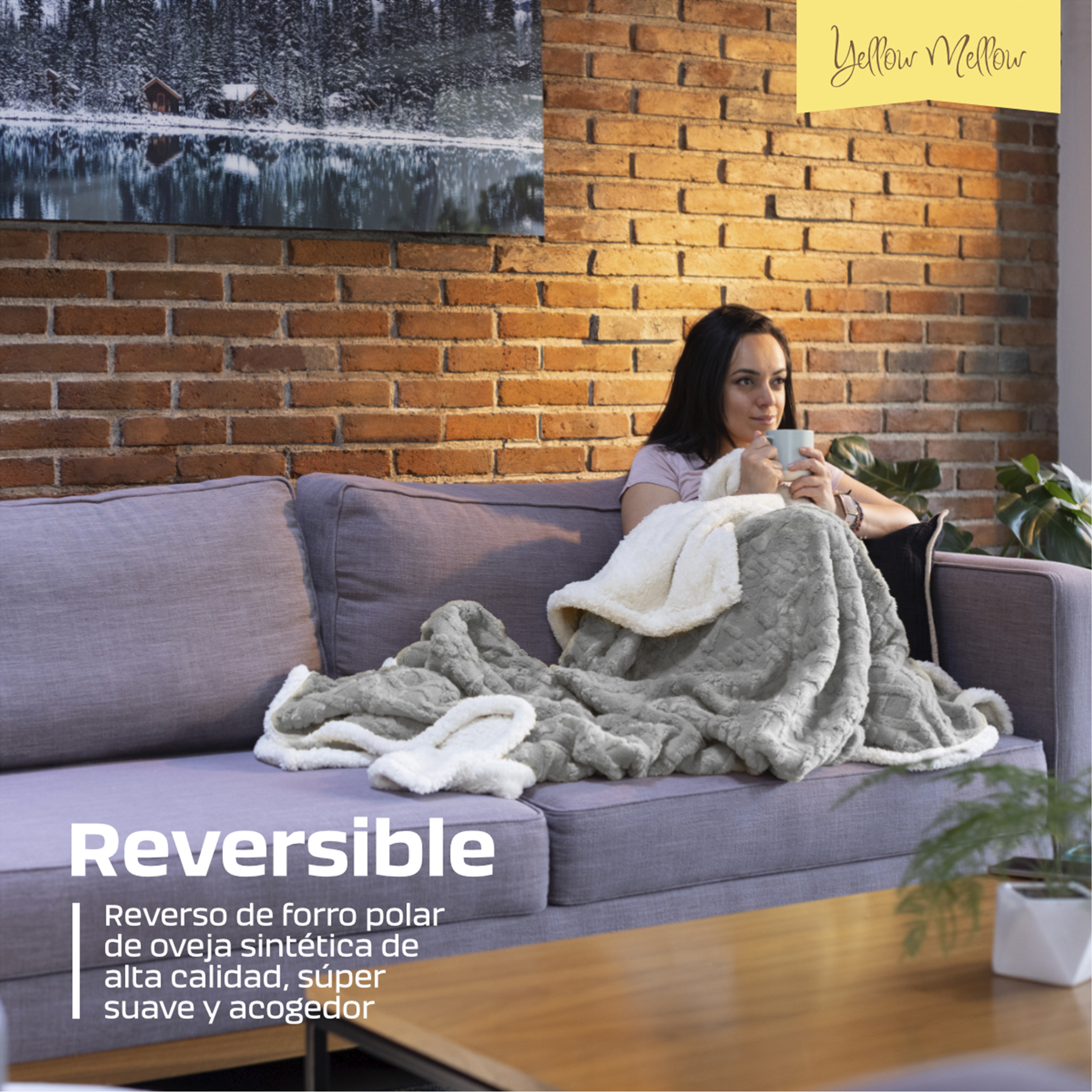 Foto 4 | Cobertor Cobija Aborregado Con Forro Polar Sherpa | Suave | Caliente | Ligera | Tamaño 150 X 100 Cm (Gris, 150 X 100 Cm
