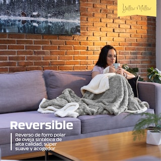 Foto 4 | Cobertor Cobija Aborregado Con Forro Polar Sherpa | Suave | Caliente | Ligera | Tamaño 150 X 100 Cm (Gris, 150 X 100 Cm