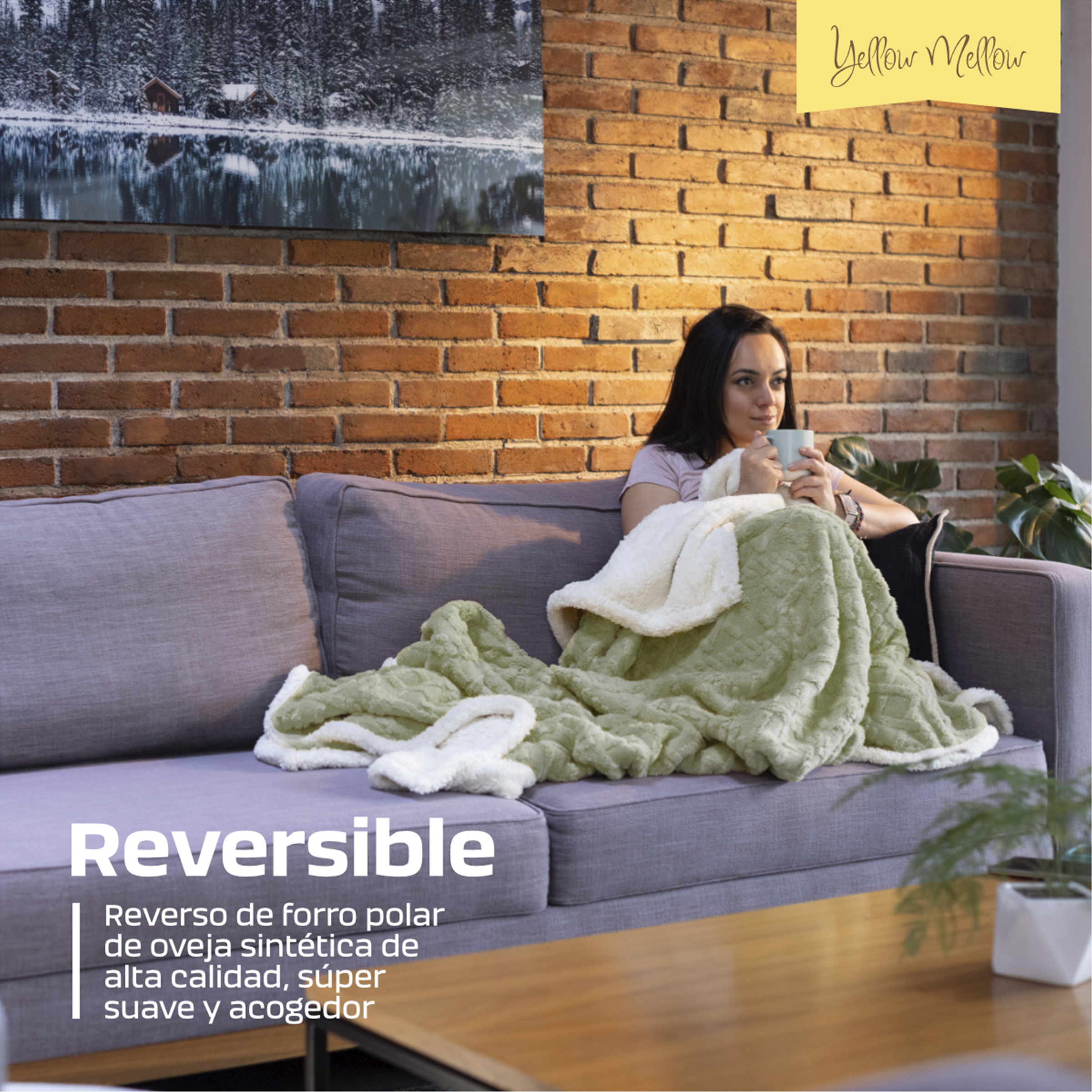 Foto 5 pulgar | Cobertor Cobija Aborregado Con Forro Polar Sherpa | Suave | Caliente | Ligera | Tamaño 150 X 100 Cm (Verde, 150 X 100