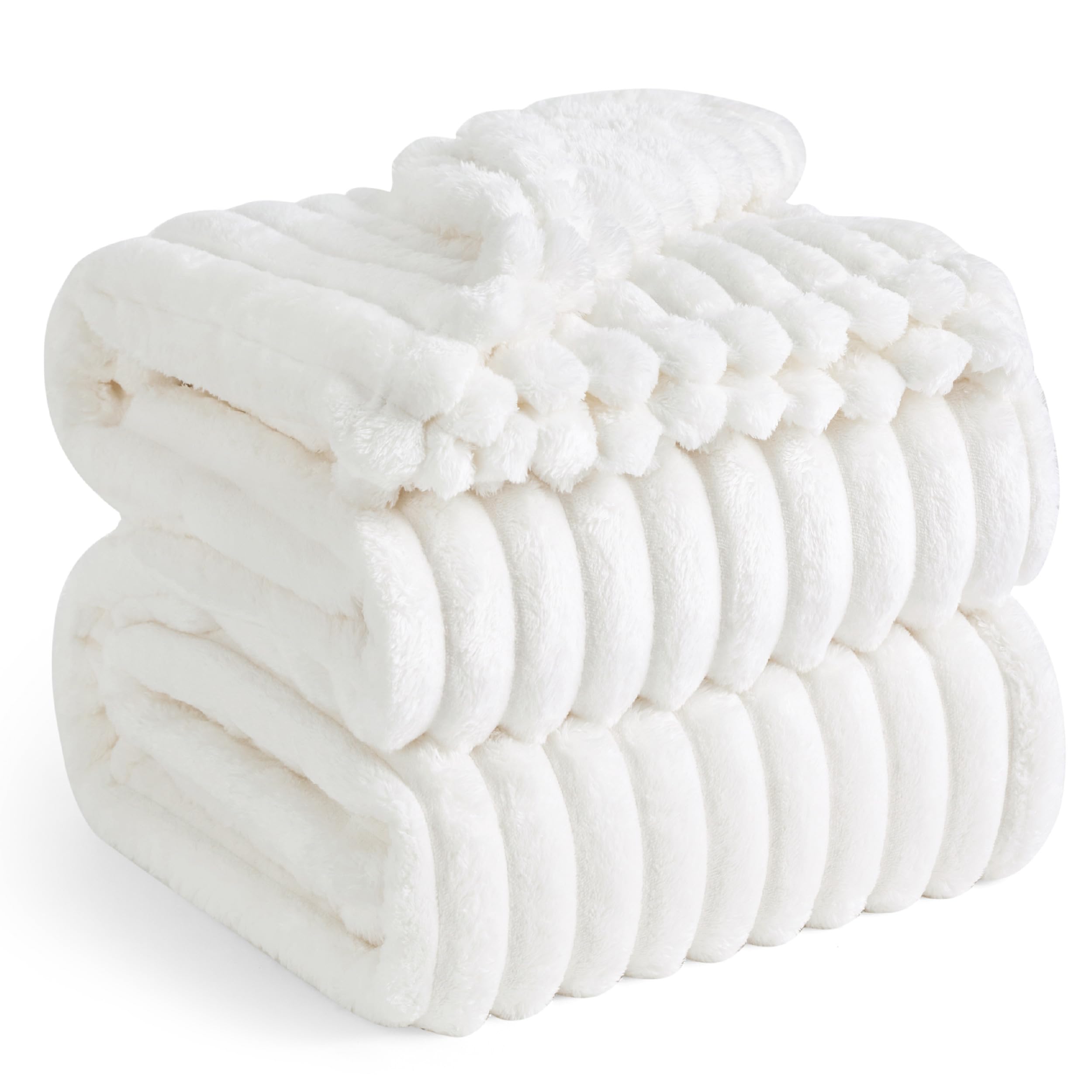 Manta Bedsure Gentlesoft, Forro Polar De Franela, Tamaño Queen, Color Blanco Roto - Venta Internacional.
