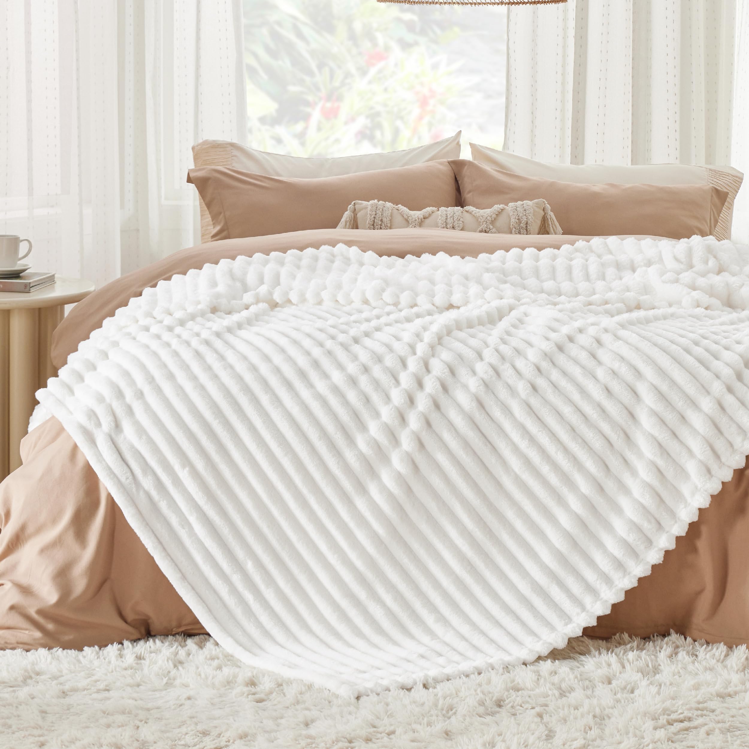 Foto 2 | Manta Bedsure Gentlesoft, Forro Polar De Franela, Tamaño Queen, Color Blanco Roto - Venta Internacional.