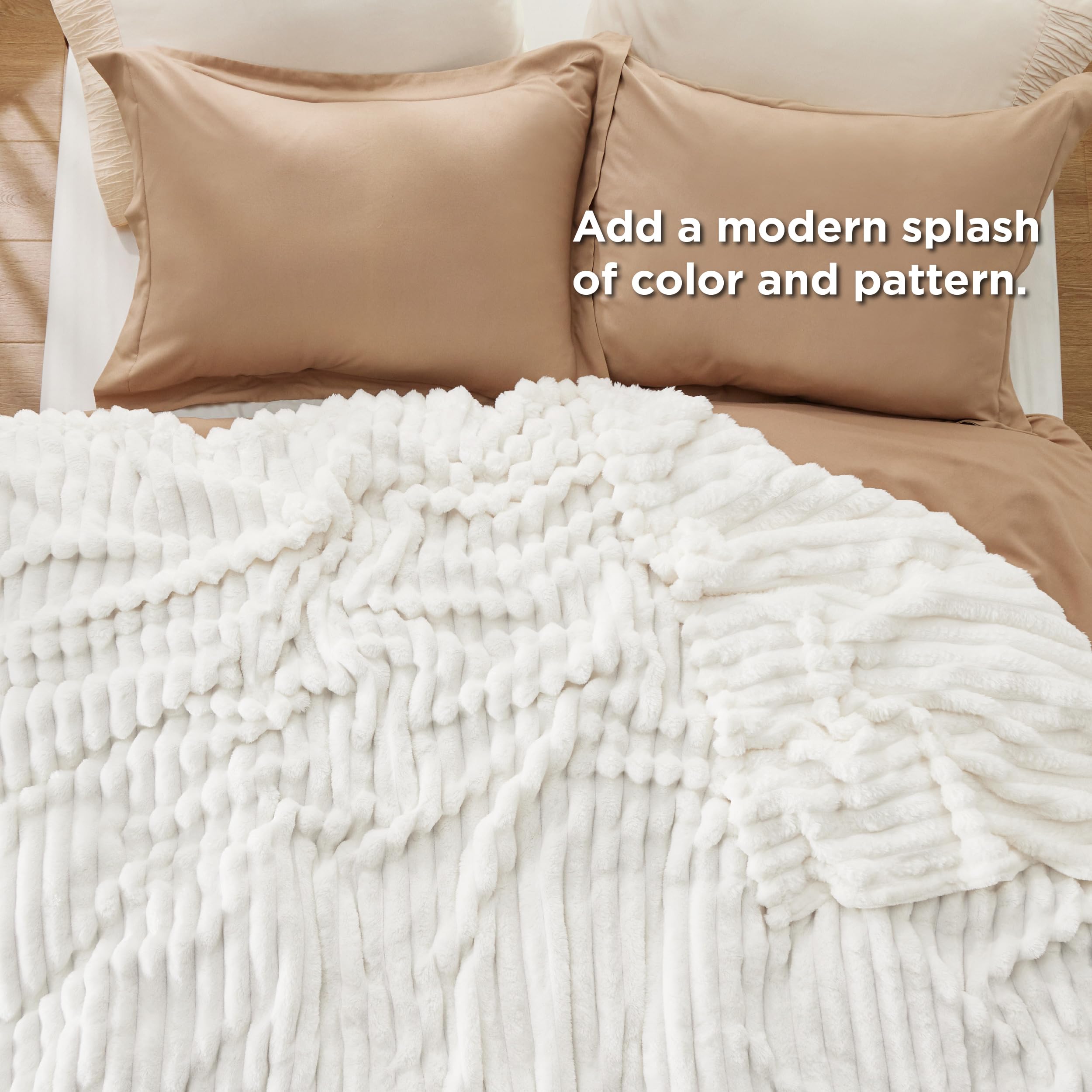 Foto 5 | Manta Bedsure Gentlesoft, Forro Polar De Franela, Tamaño Queen, Color Blanco Roto - Venta Internacional.