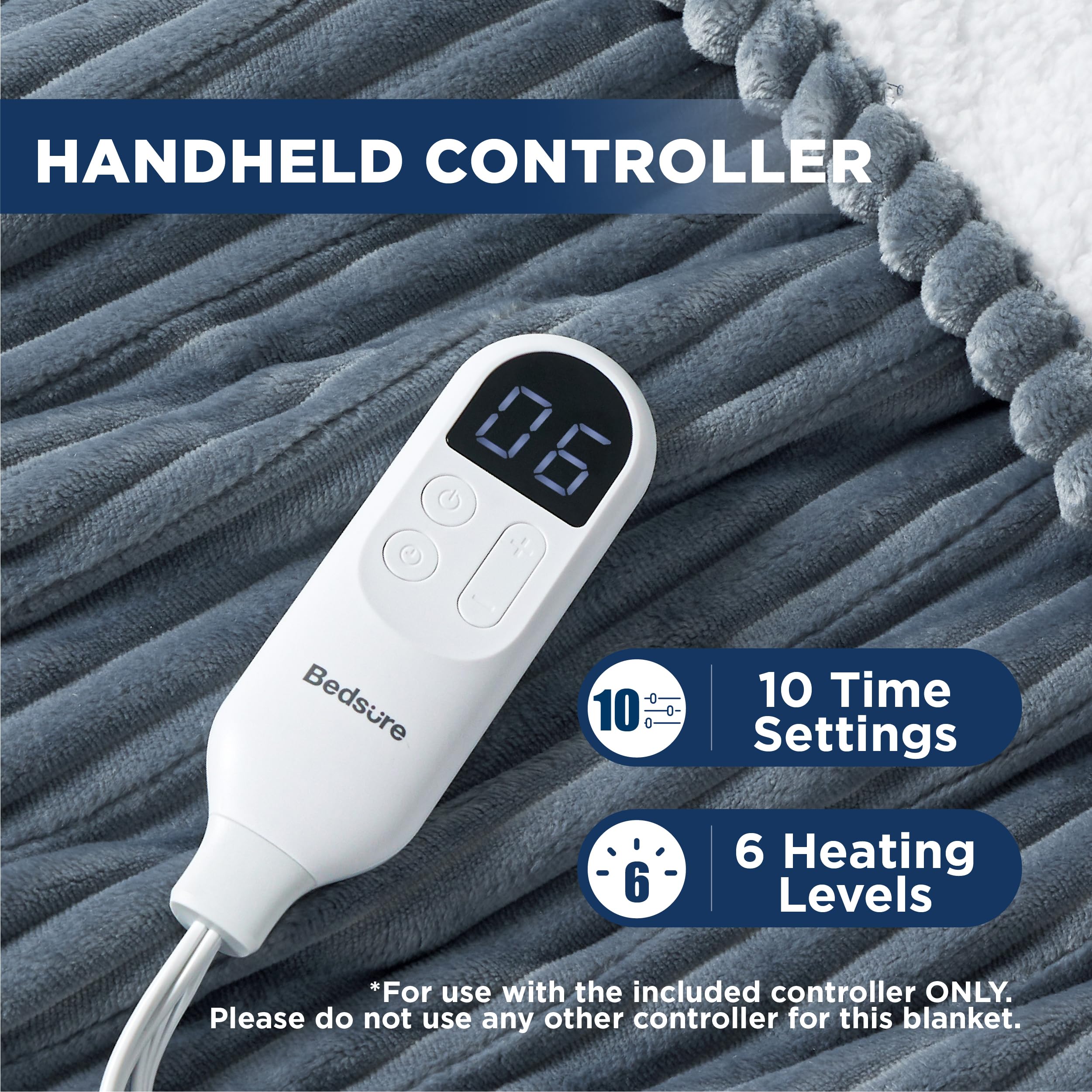 Foto 6 pulgar | Manta Eléctrica Bedsure Twin Soft, Franela Acanalada, Gris - Venta Internacional.