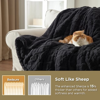 Foto 3 | Manta Bedsure Sherpa De Forro Polar Para Sofá, 130 X 150 Cm, Color Negro - Venta Internacional.