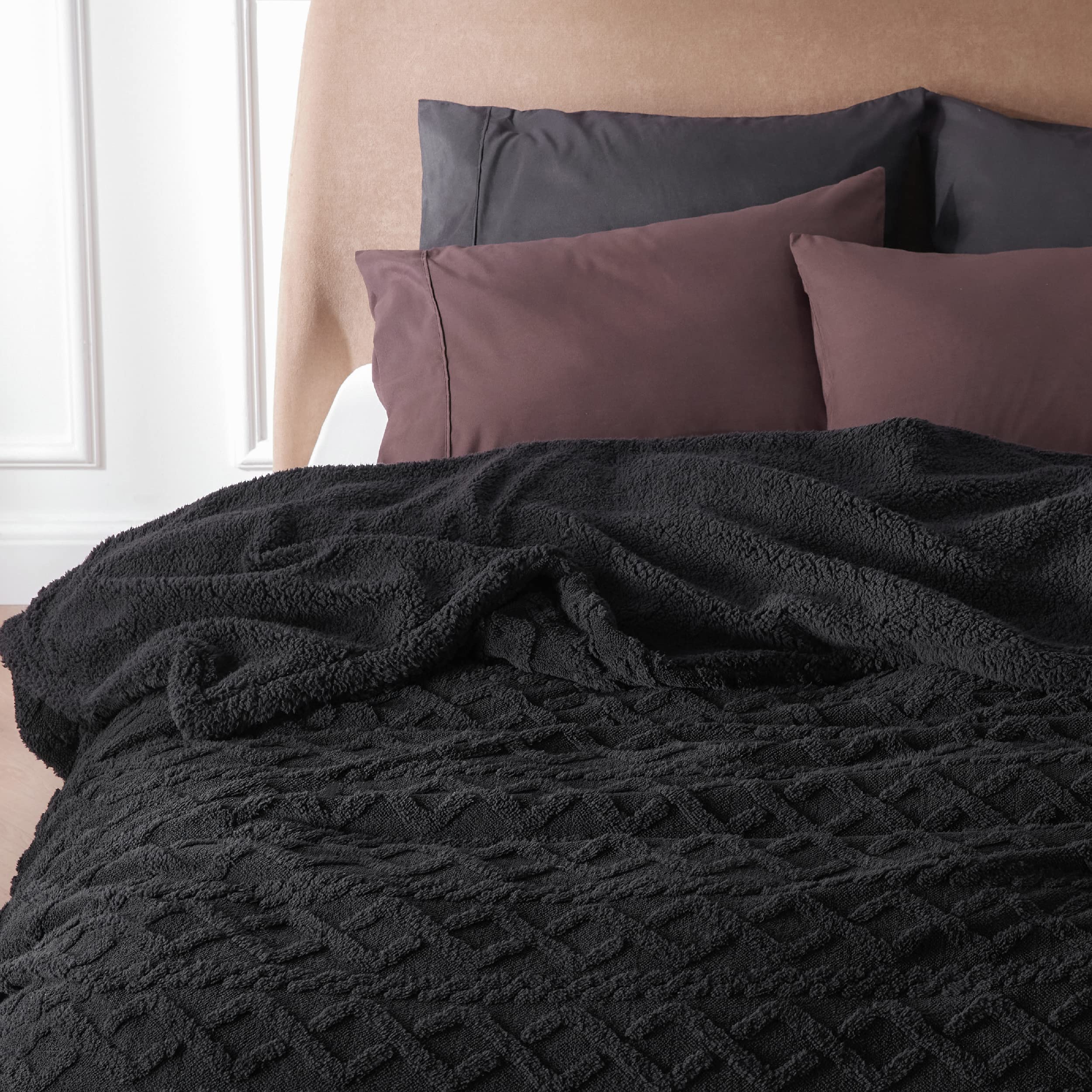 Foto 6 pulgar | Manta Bedsure Sherpa De Forro Polar Para Sofá, 130 X 150 Cm, Color Negro - Venta Internacional.