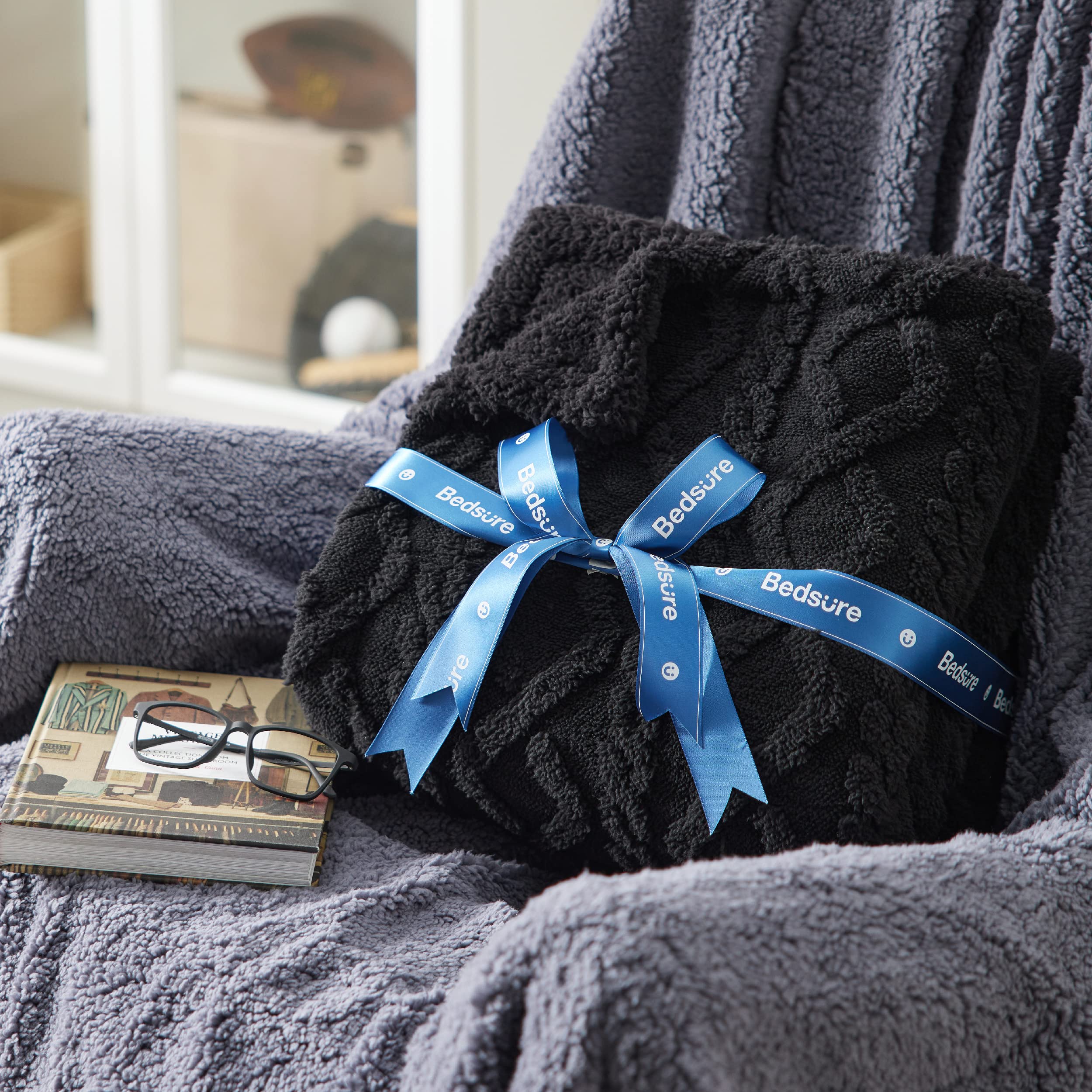 Foto 7 | Manta Bedsure Sherpa De Forro Polar Para Sofá, 130 X 150 Cm, Color Negro - Venta Internacional.