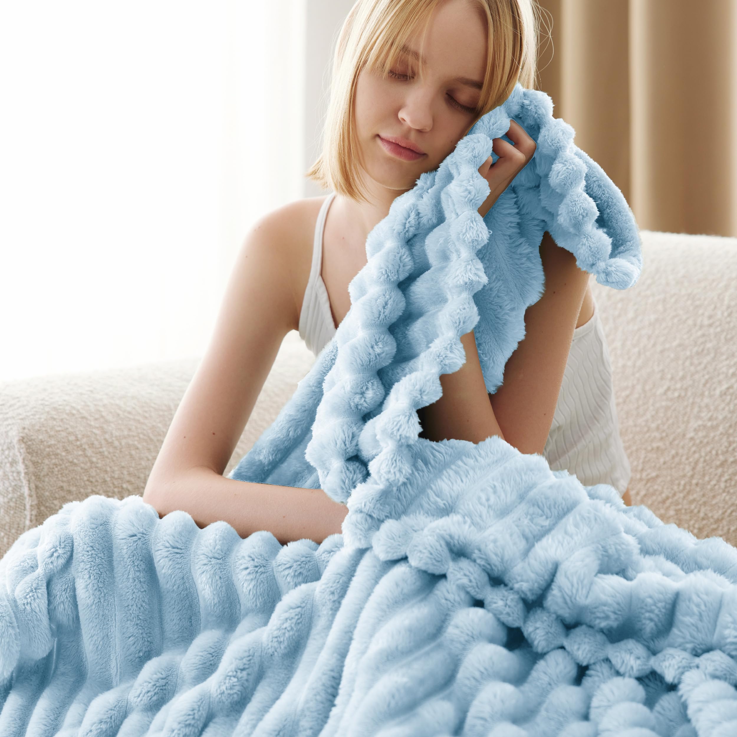 Foto 4 pulgar | Manta Bedsure De Forro Polar Azul Para Sofá Gentlesoft, 150 X 200 Cm - Venta Internacional.