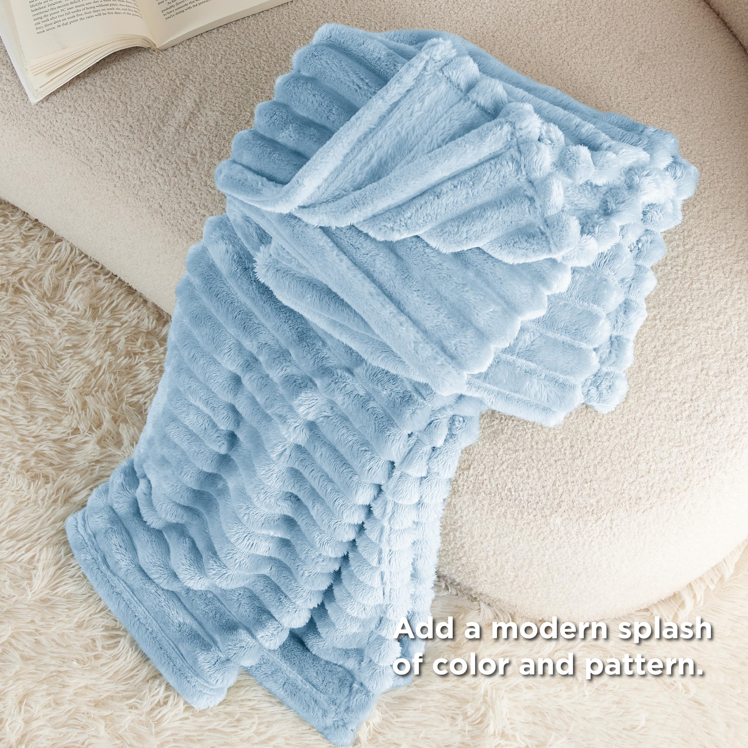 Foto 6 pulgar | Manta Bedsure De Forro Polar Azul Para Sofá Gentlesoft, 150 X 200 Cm - Venta Internacional.