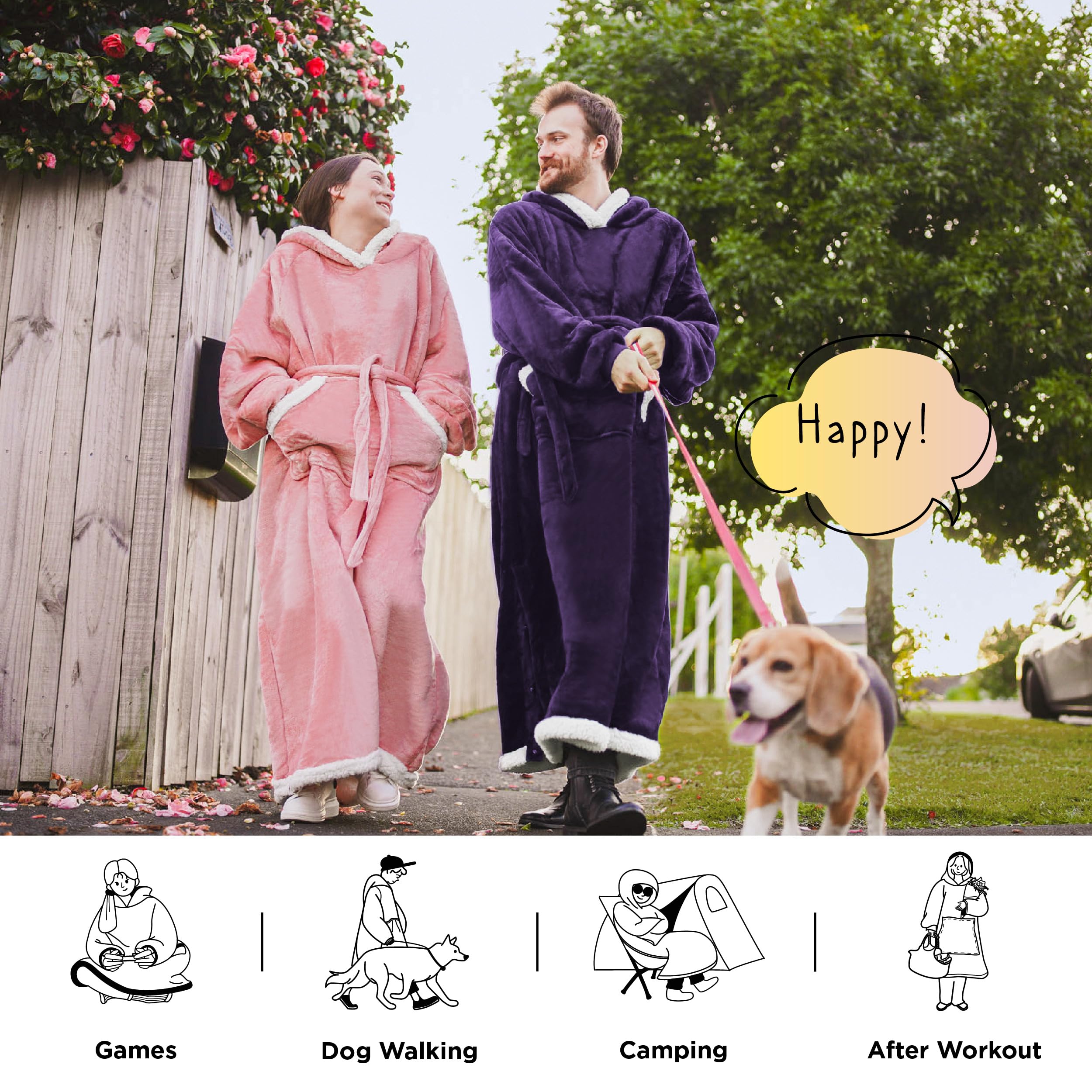 Foto 6 pulgar | Manta Portátil Con Capucha Para Mujeres Y Hombres, Color Morado - Venta Internacional.
