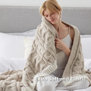 Foto 3 | Manta Bedsure, Tejido Trenzado De Chenilla, Punto Grueso, Color Beige - Venta Internacional.