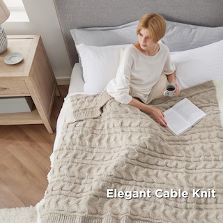 Foto 4 | Manta Bedsure, Tejido Trenzado De Chenilla, Punto Grueso, Color Beige - Venta Internacional.