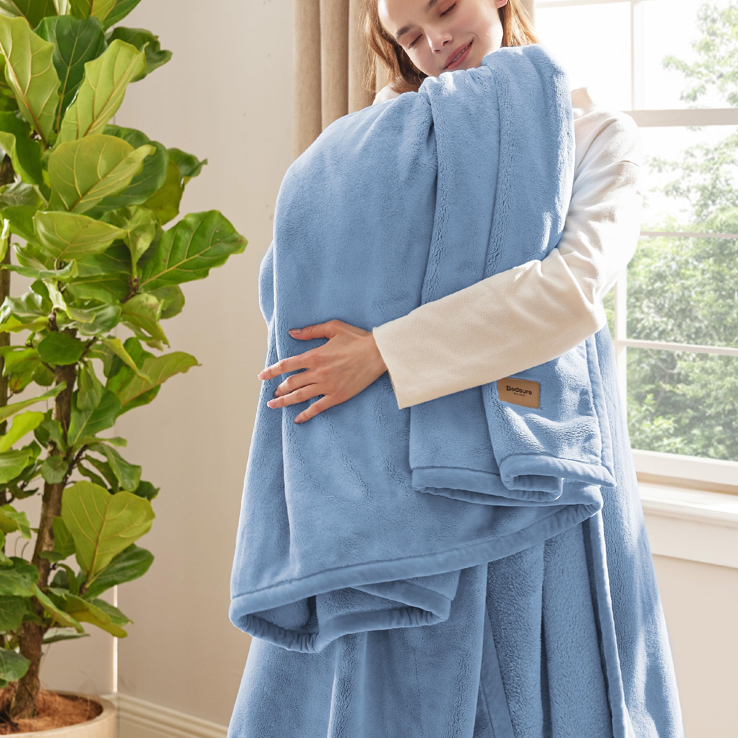 Foto 1 | Manta De Cama Gruesa De 500 G/m², Antiestática, Para Invierno, Color Azul Ashley - Venta Internacional.