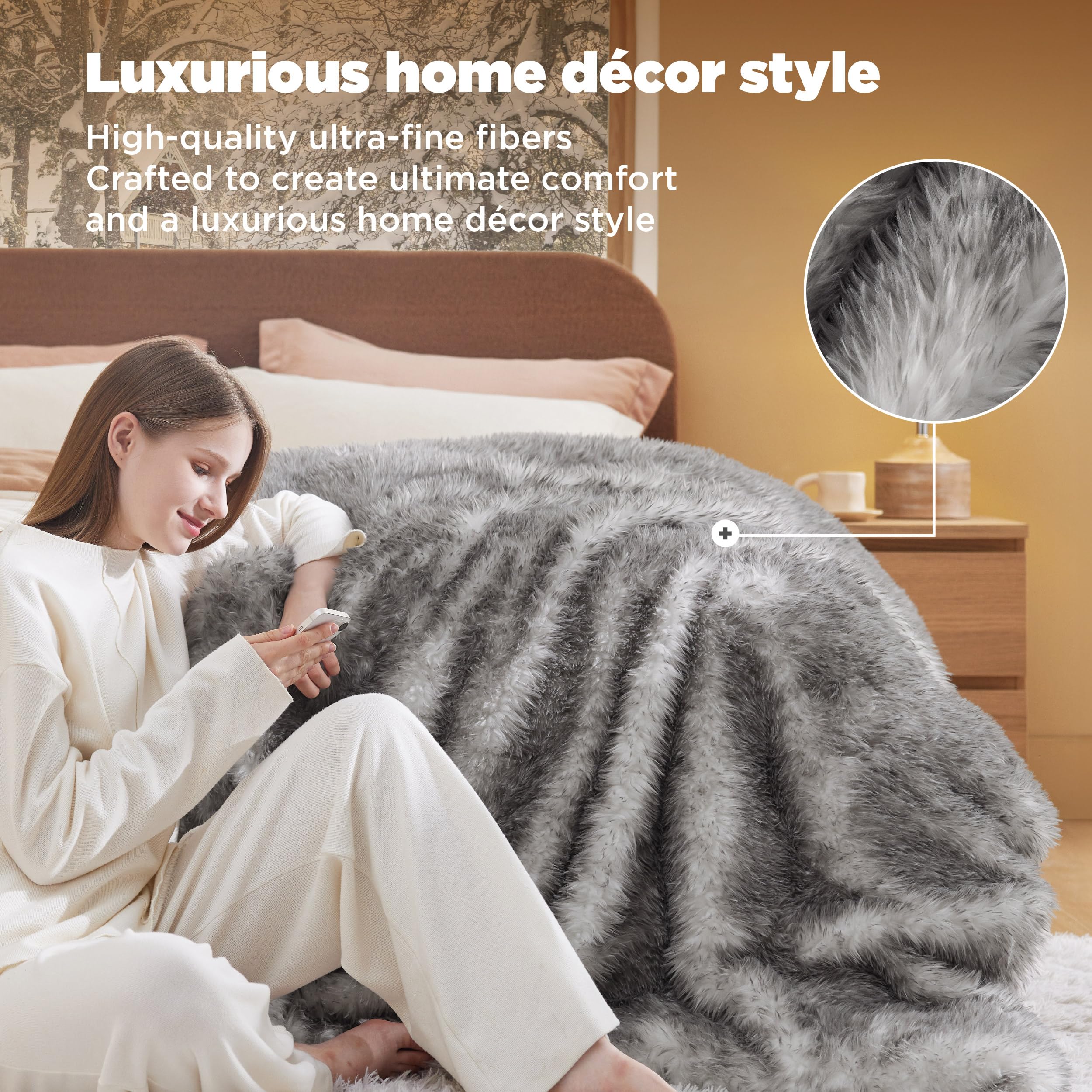 Foto 3 | Manta Bedsure De Piel Sintética Suave Y Esponjosa, 50 X 70 Pulgadas, Gris, Para Sofá - Venta Internacional.