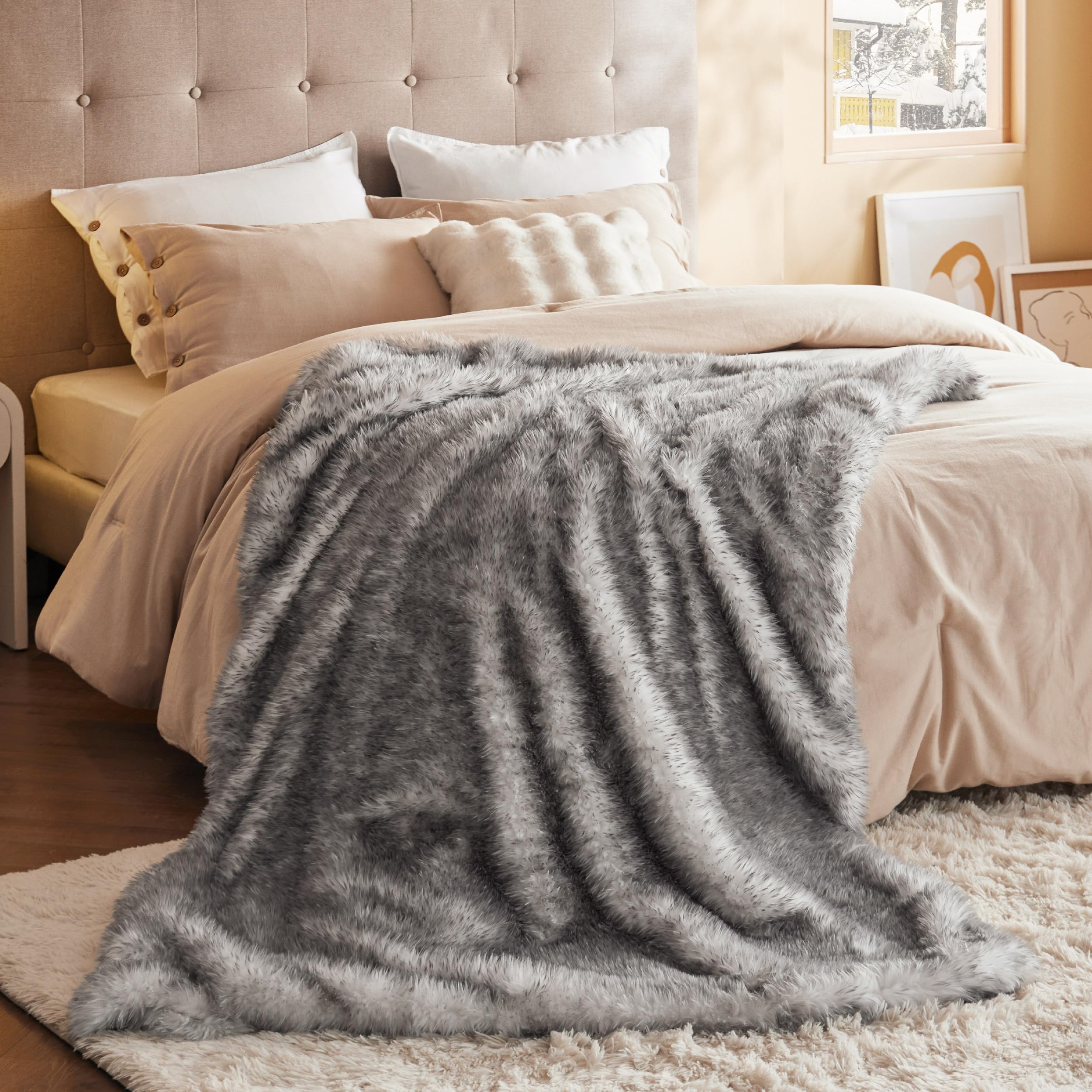 Foto 6 | Manta Bedsure De Piel Sintética Suave Y Esponjosa, 50 X 70 Pulgadas, Gris, Para Sofá - Venta Internacional.