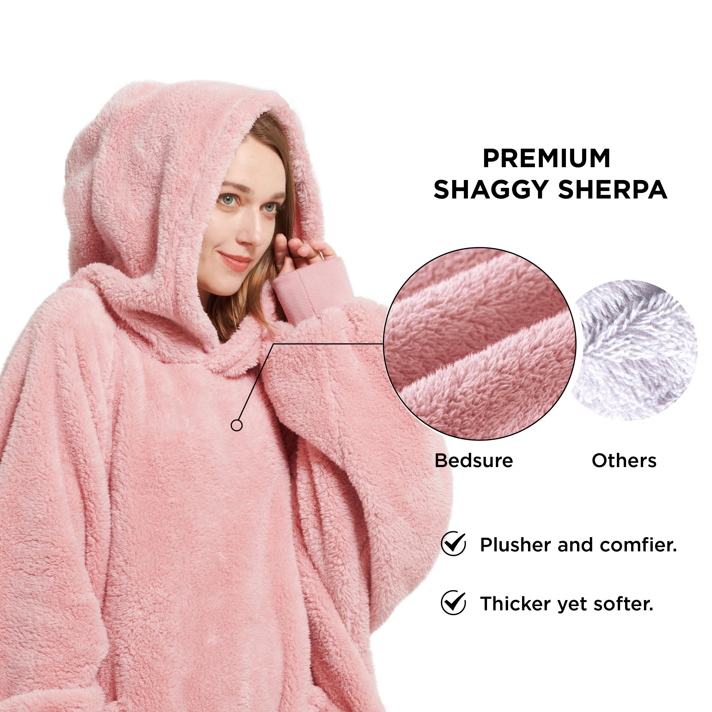 Foto 3 pulgar | Manta Portátil Con Capucha Bedsure Cozy Sherpa Para Mujer, Color Rosa - Venta Internacional.
