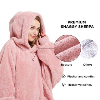 Foto 2 | Manta Portátil Con Capucha Bedsure Cozy Sherpa Para Mujer, Color Rosa - Venta Internacional.