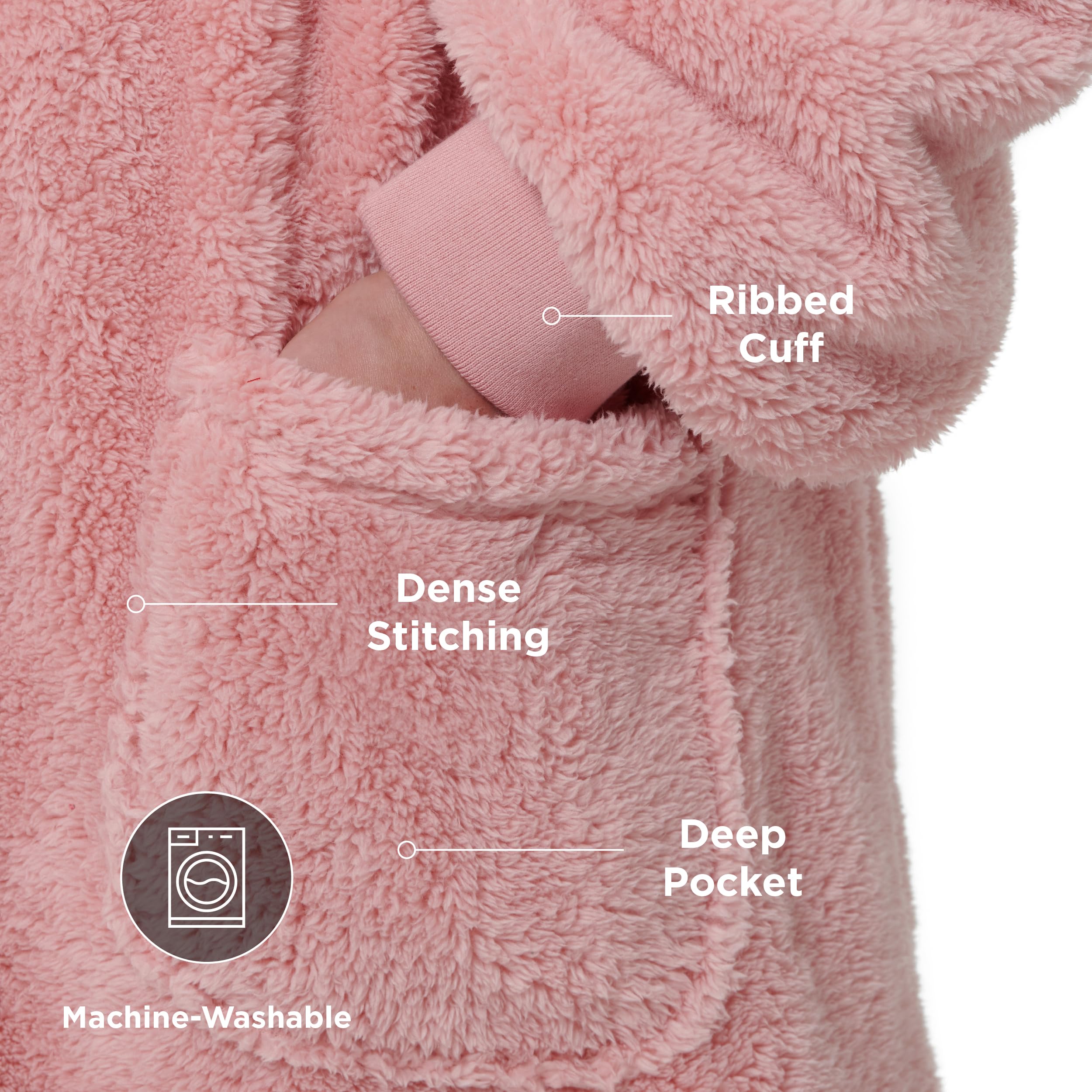 Foto 4 pulgar | Manta Portátil Con Capucha Bedsure Cozy Sherpa Para Mujer, Color Rosa - Venta Internacional.