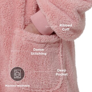 Foto 3 | Manta Portátil Con Capucha Bedsure Cozy Sherpa Para Mujer, Color Rosa - Venta Internacional.