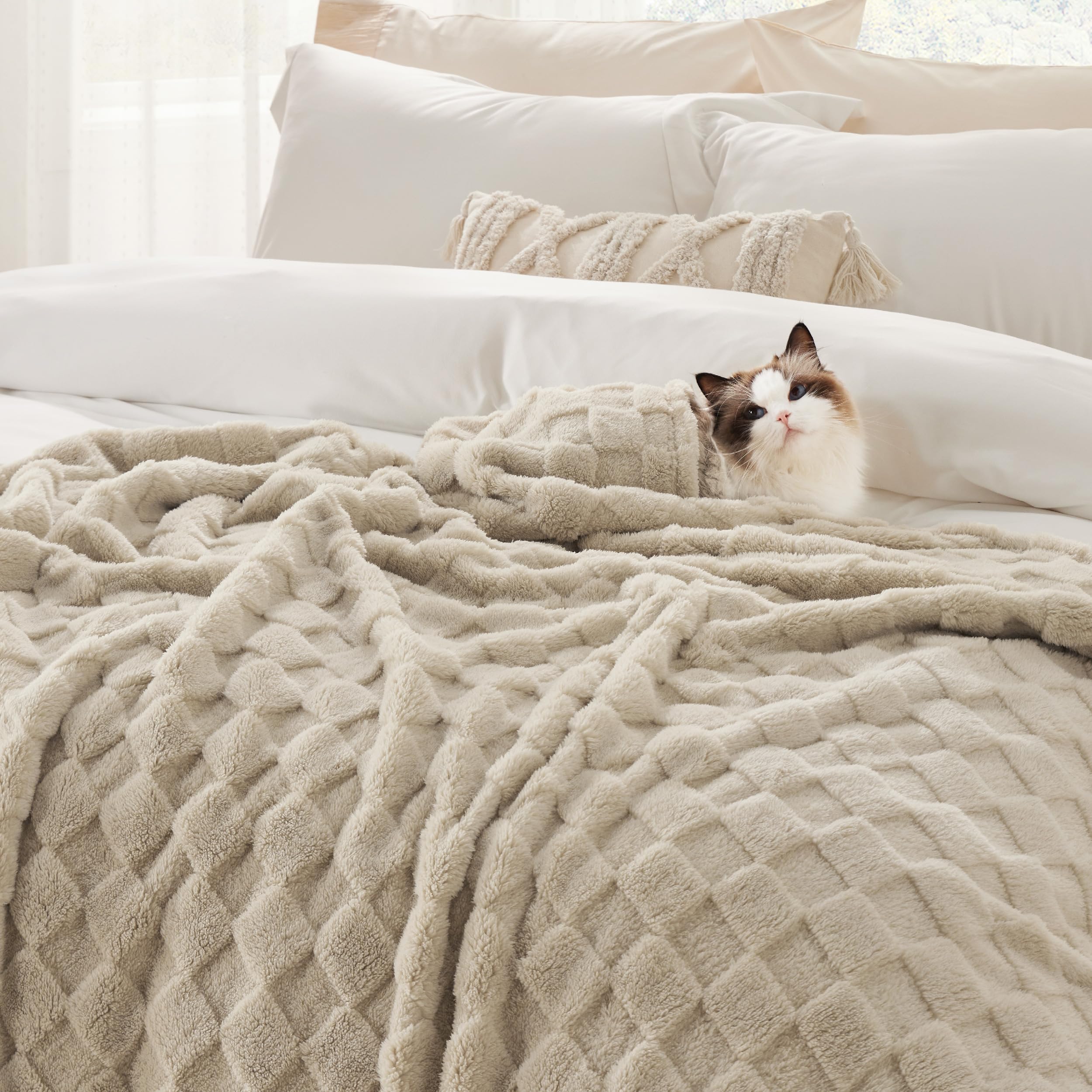 Foto 5 pulgar | Manta Bedsure De Forro Polar Marrón Claro Para Sofá, 130 X 150 Cm - Venta Internacional.