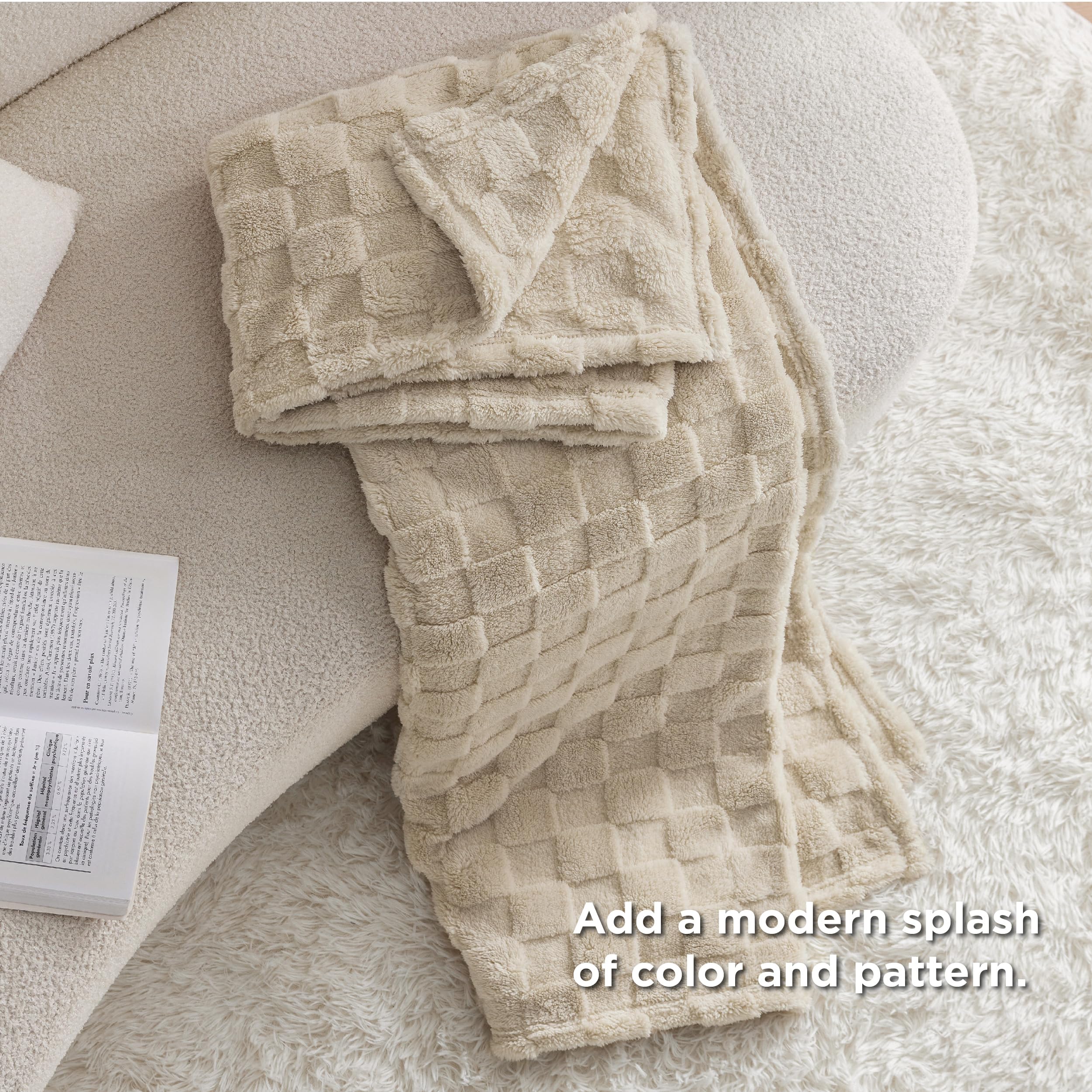 Foto 6 pulgar | Manta Bedsure De Forro Polar Marrón Claro Para Sofá, 130 X 150 Cm - Venta Internacional.
