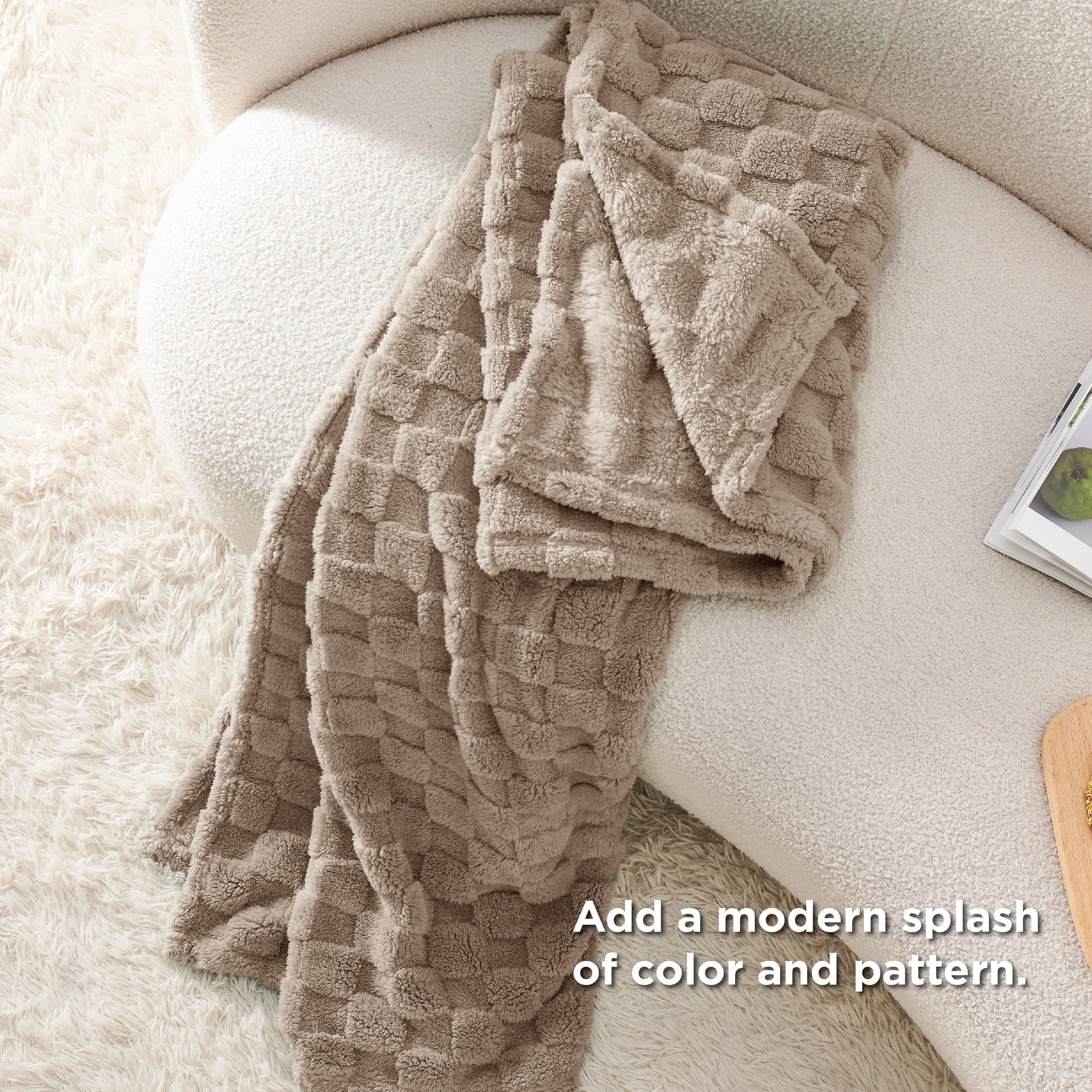 Foto 6 pulgar | Manta Bedsure De Forro Polar Marrón Claro Para Sofá, 130 X 180 Cm - Venta Internacional.