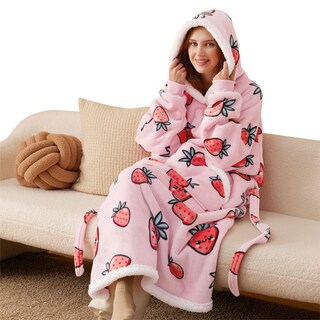 Foto 2 | Manta Portátil, Sudadera Con Capucha, De Gran Tamaño, Para Mujer, Color Fresa - Venta Internacional.