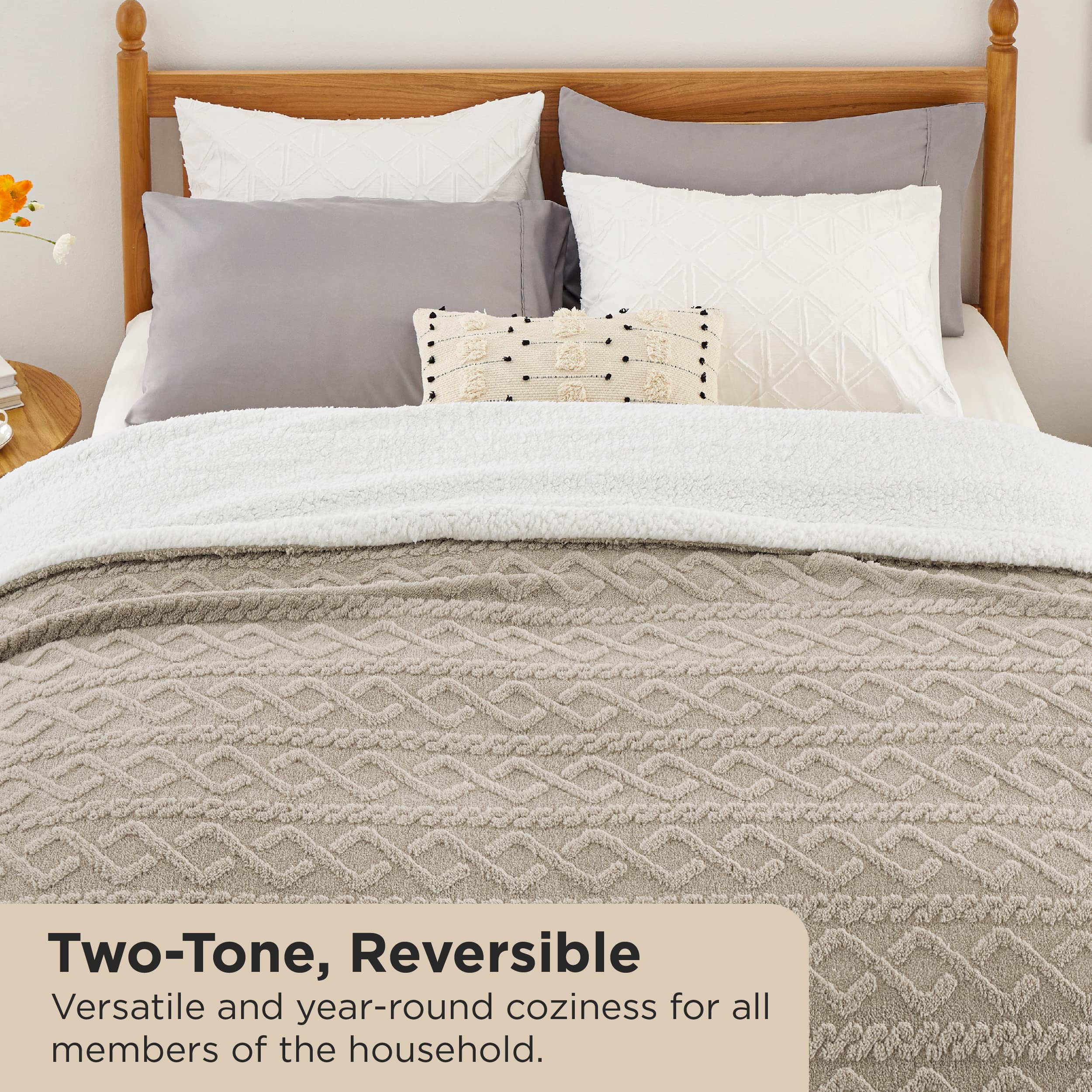 Foto 2 | Manta De Cama Sherpa Tamaño Queen, Color Beige, 230 X 230 Cm, Para Invierno - Venta Internacional.