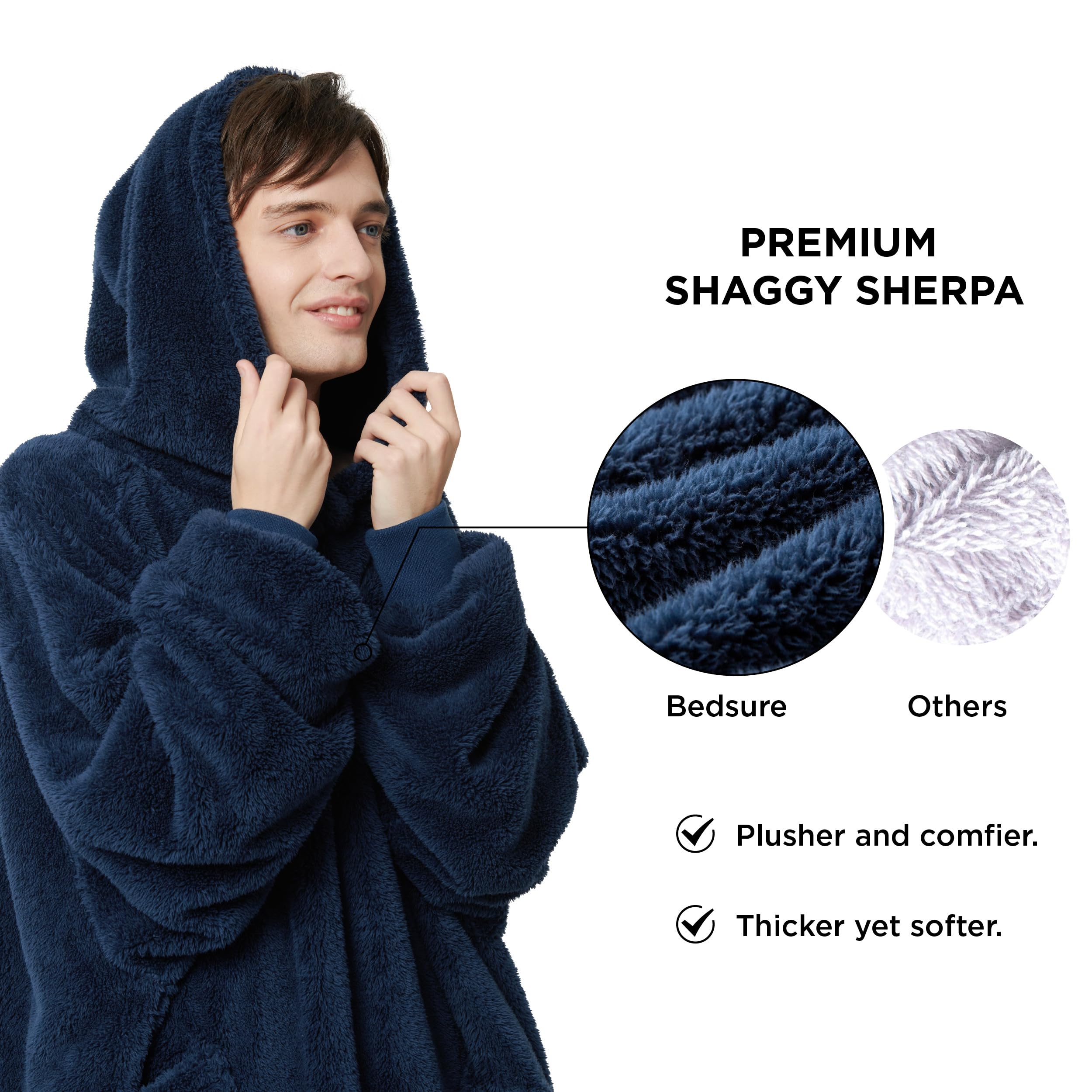 Foto 2 | Manta Portátil con Capucha Bedsure Cozy Sherpa Unisex - Venta Internacional