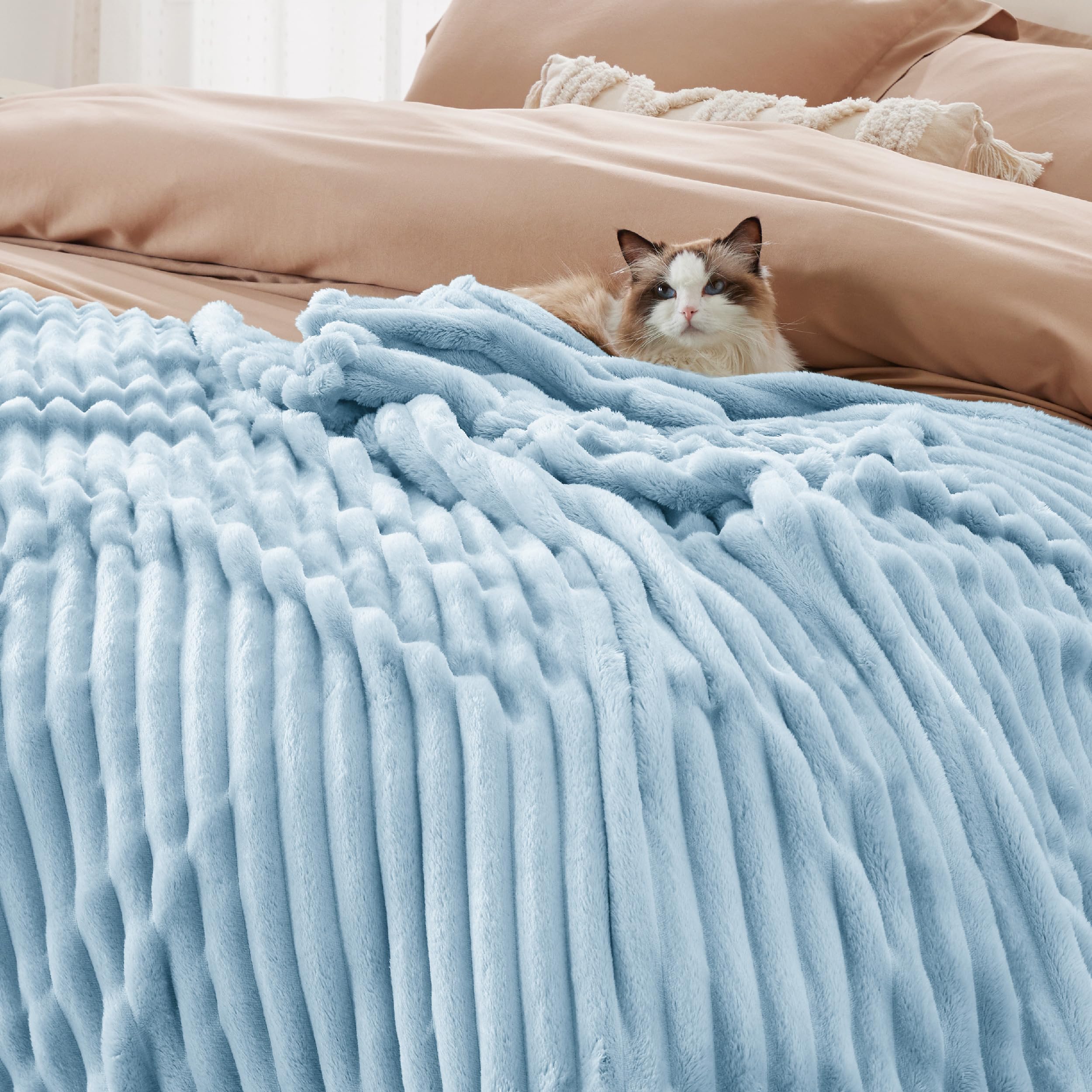 Foto 4 | Manta De Forro Polar Azul Suave Y Acogedora Para Sofá, 230 X 230 Cm - Venta Internacional.