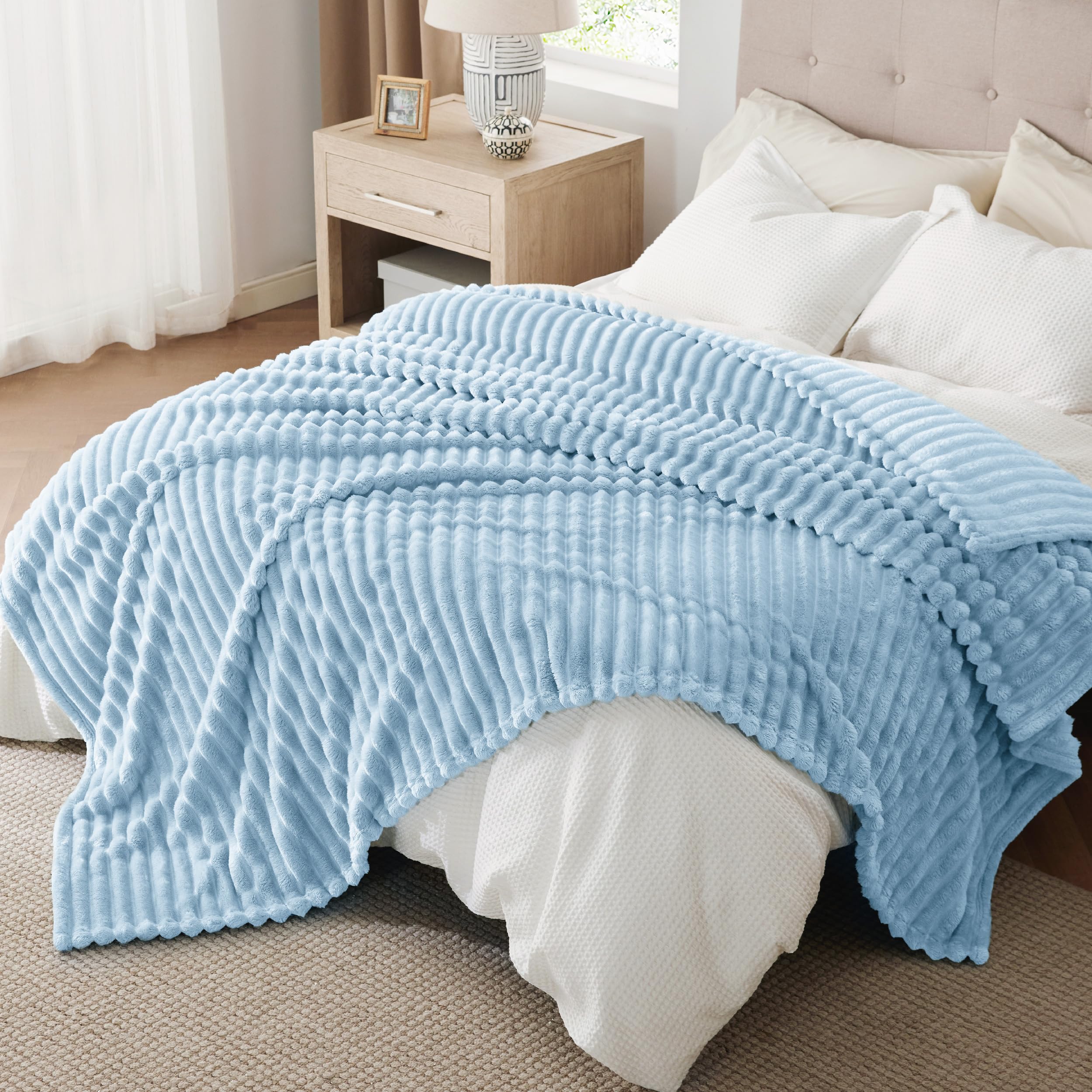 Foto 6 | Manta De Forro Polar Azul Suave Y Acogedora Para Sofá, 230 X 230 Cm - Venta Internacional.