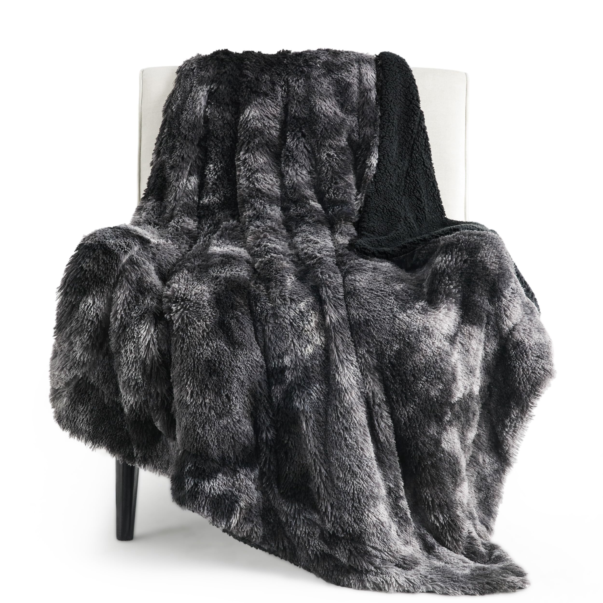 Foto 2 pulgar | Manta De Cama Mullida De Forro Polar Negro, Acogedora Y Difusa Sherpa, 50 X 60 Cm - Venta Internacional.