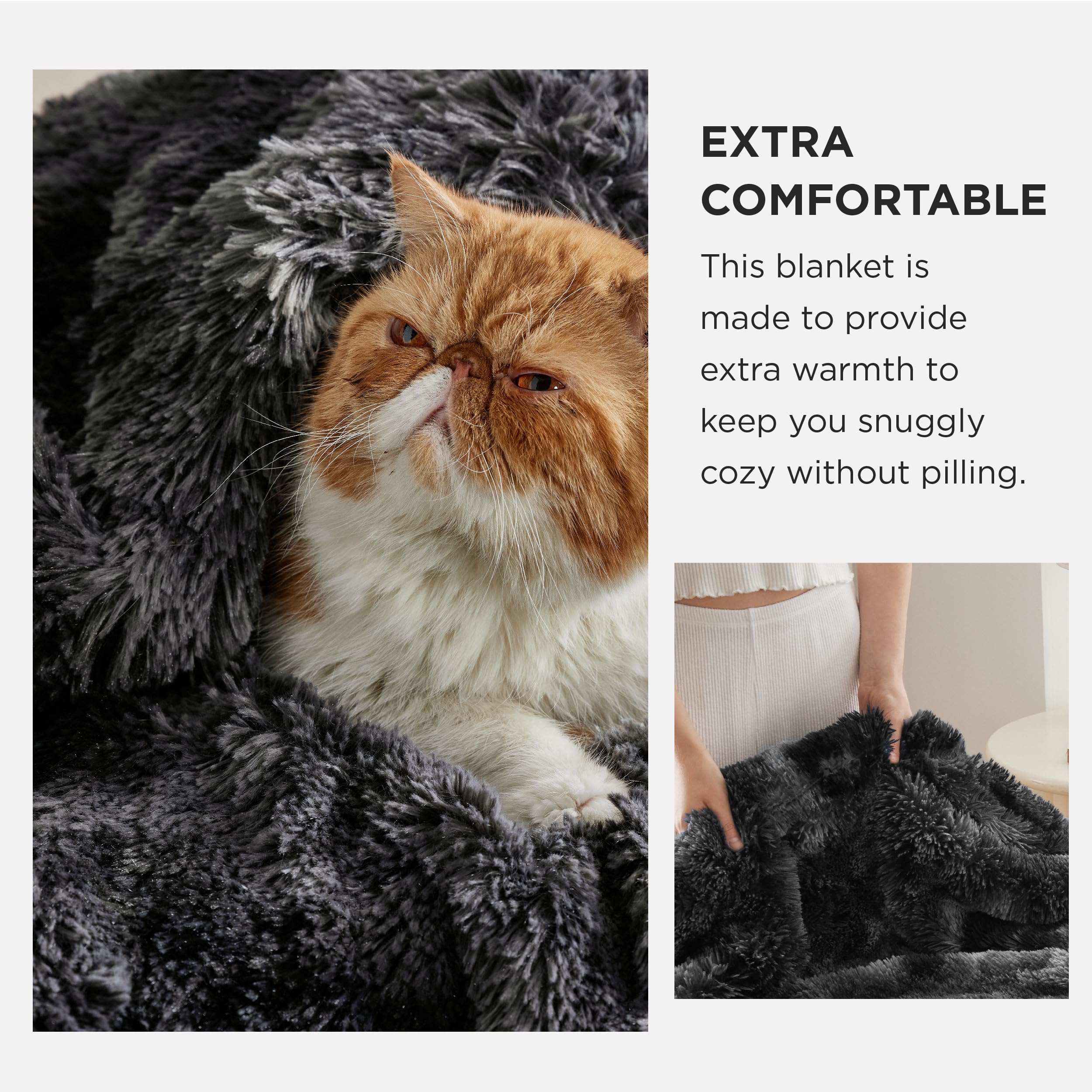 Foto 4 pulgar | Manta De Cama Mullida De Forro Polar Negro, Acogedora Y Difusa Sherpa, 50 X 60 Cm - Venta Internacional.
