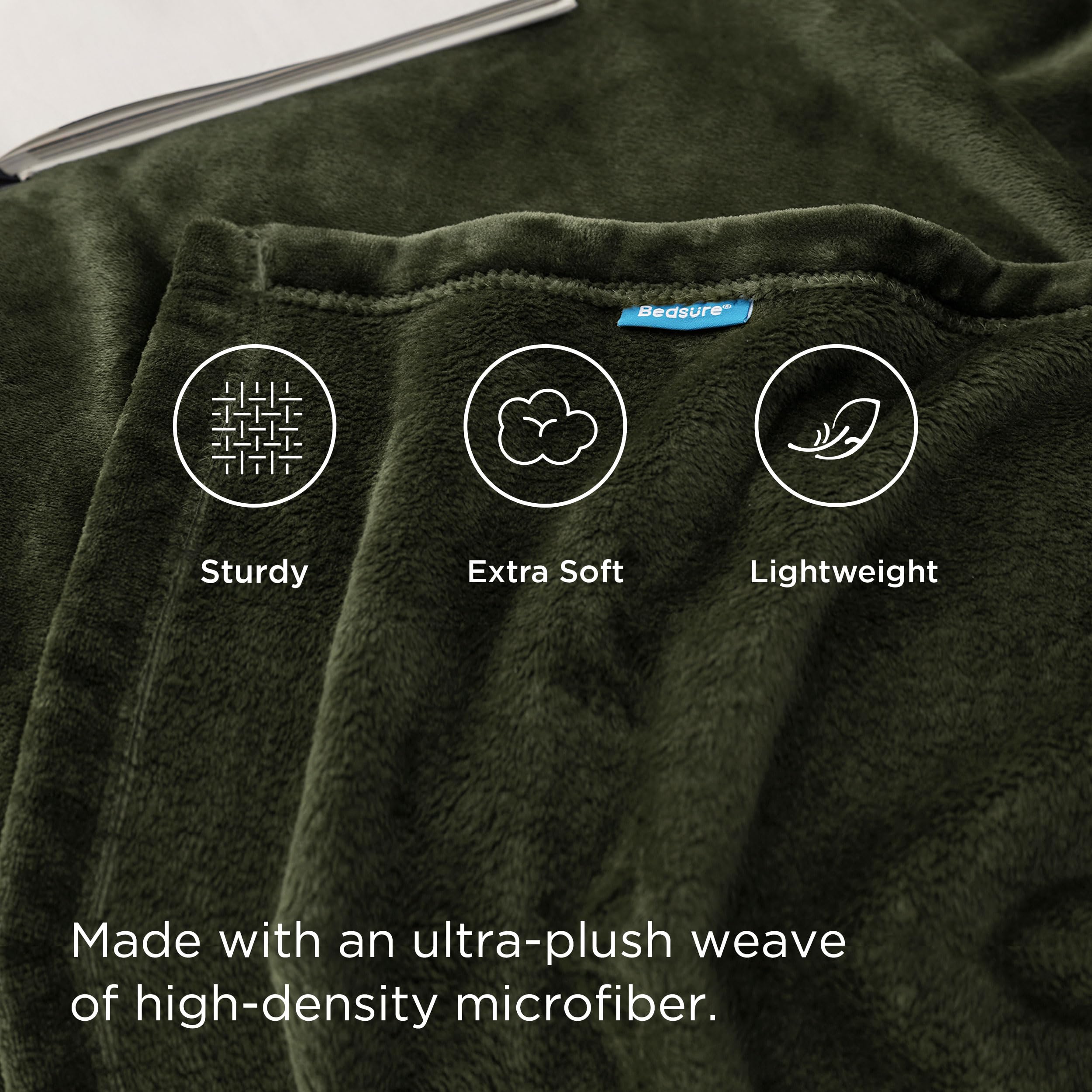 Foto 4 pulgar | Manta Bedsure Fleece Queen, Color Verde Oliva, 230 X 230 Cm - Venta Internacional.
