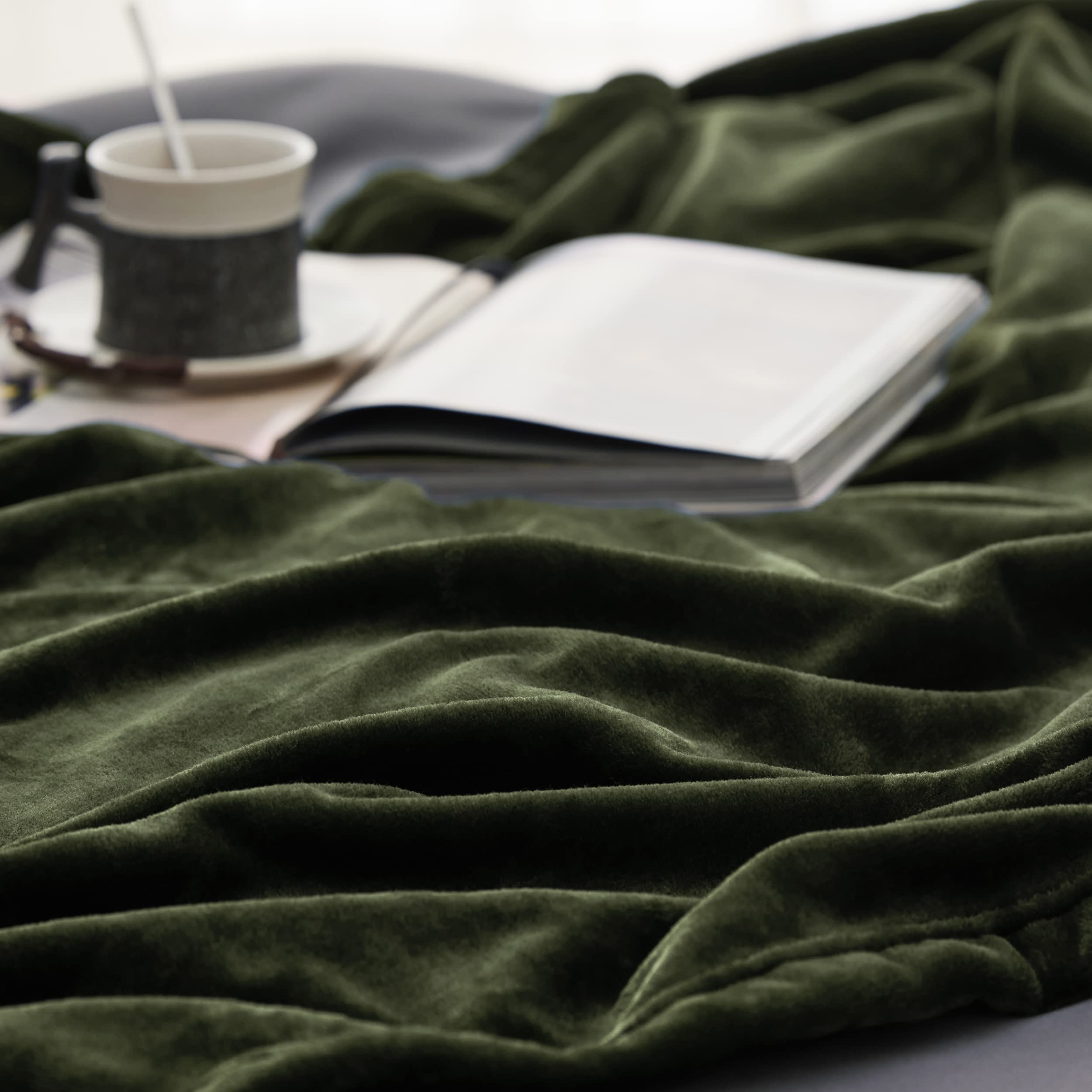 Foto 5 pulgar | Manta Bedsure Fleece Queen, Color Verde Oliva, 230 X 230 Cm - Venta Internacional.