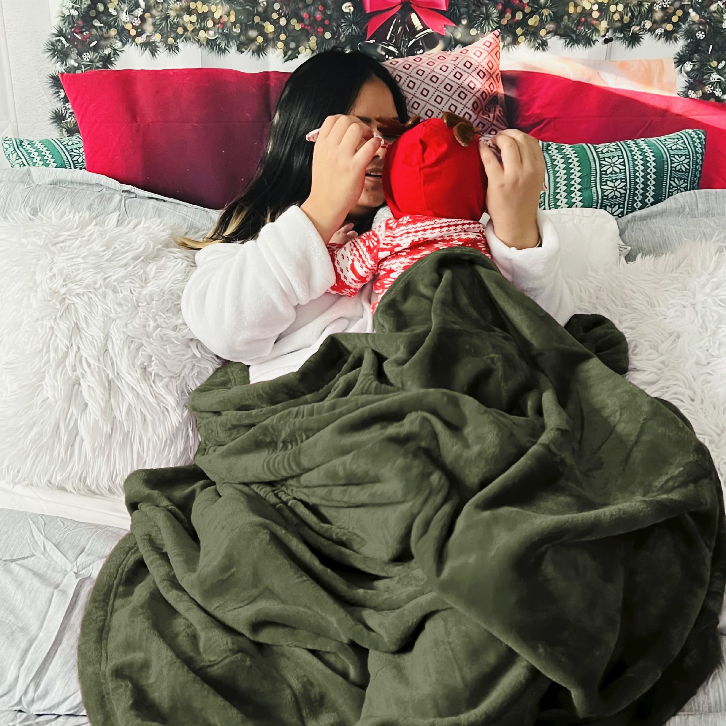 Foto 6 pulgar | Manta Bedsure Fleece Queen, Color Verde Oliva, 230 X 230 Cm - Venta Internacional.