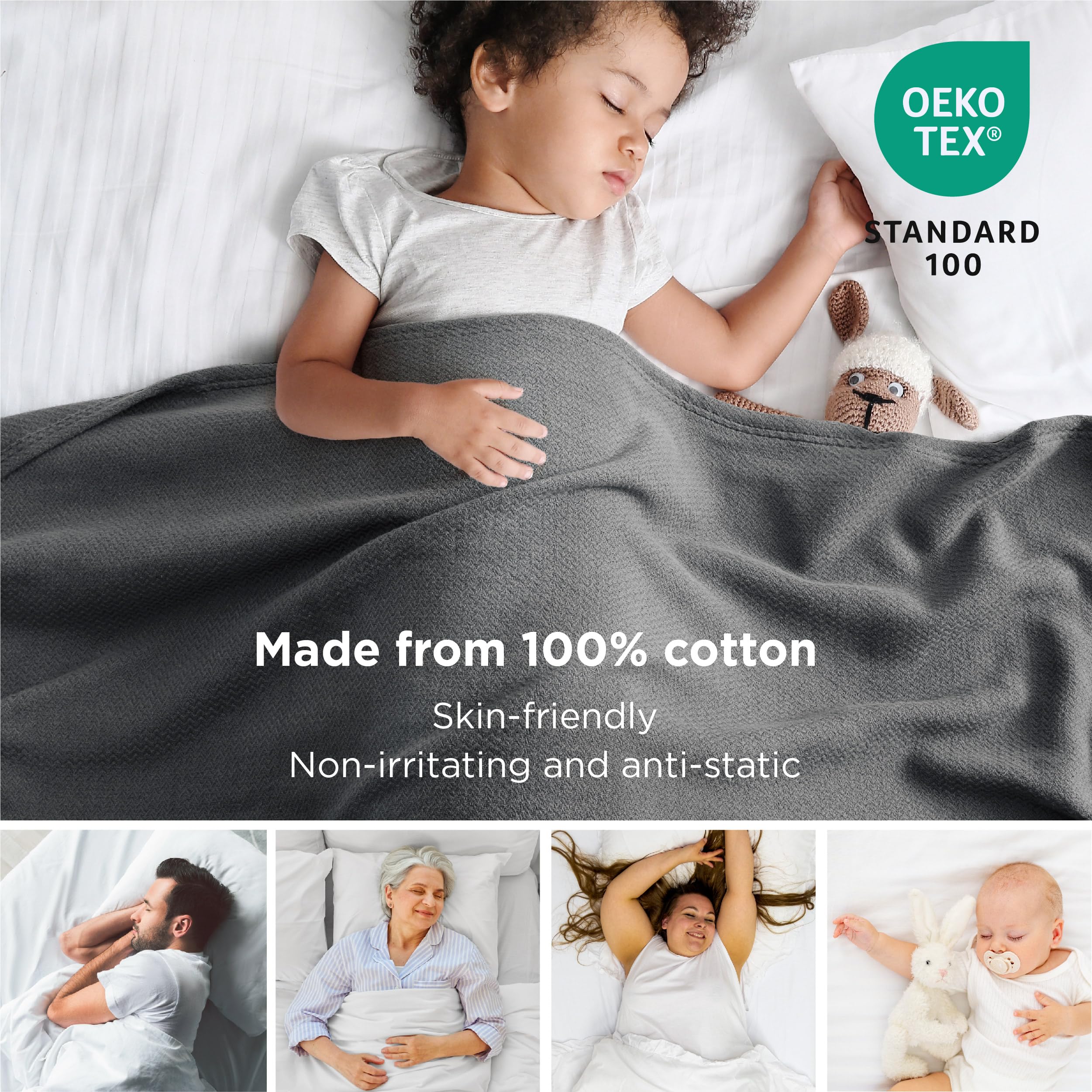 Foto 4 pulgar | Manta de Cama Queen Gris 100% Algodón 230 X 230 cm - Venta Internacional